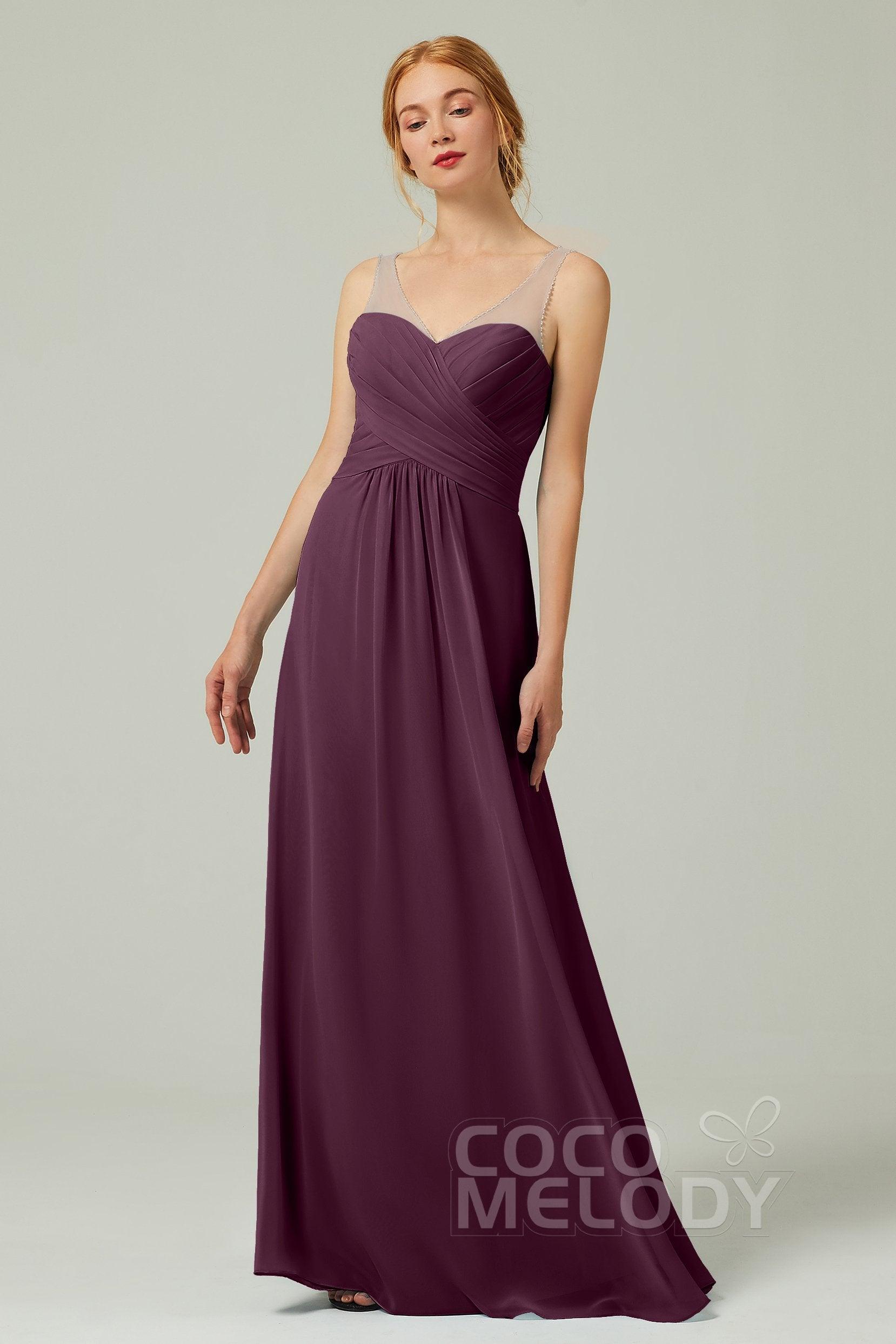 A-Line Floor Length Chiffon Bridesmaid Dress CB0331 - COCOMELODY