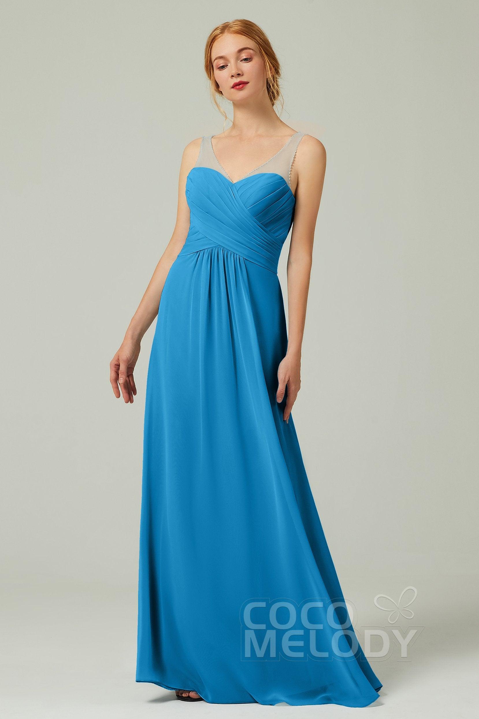 A-Line Floor Length Chiffon Bridesmaid Dress CB0331 - COCOMELODY