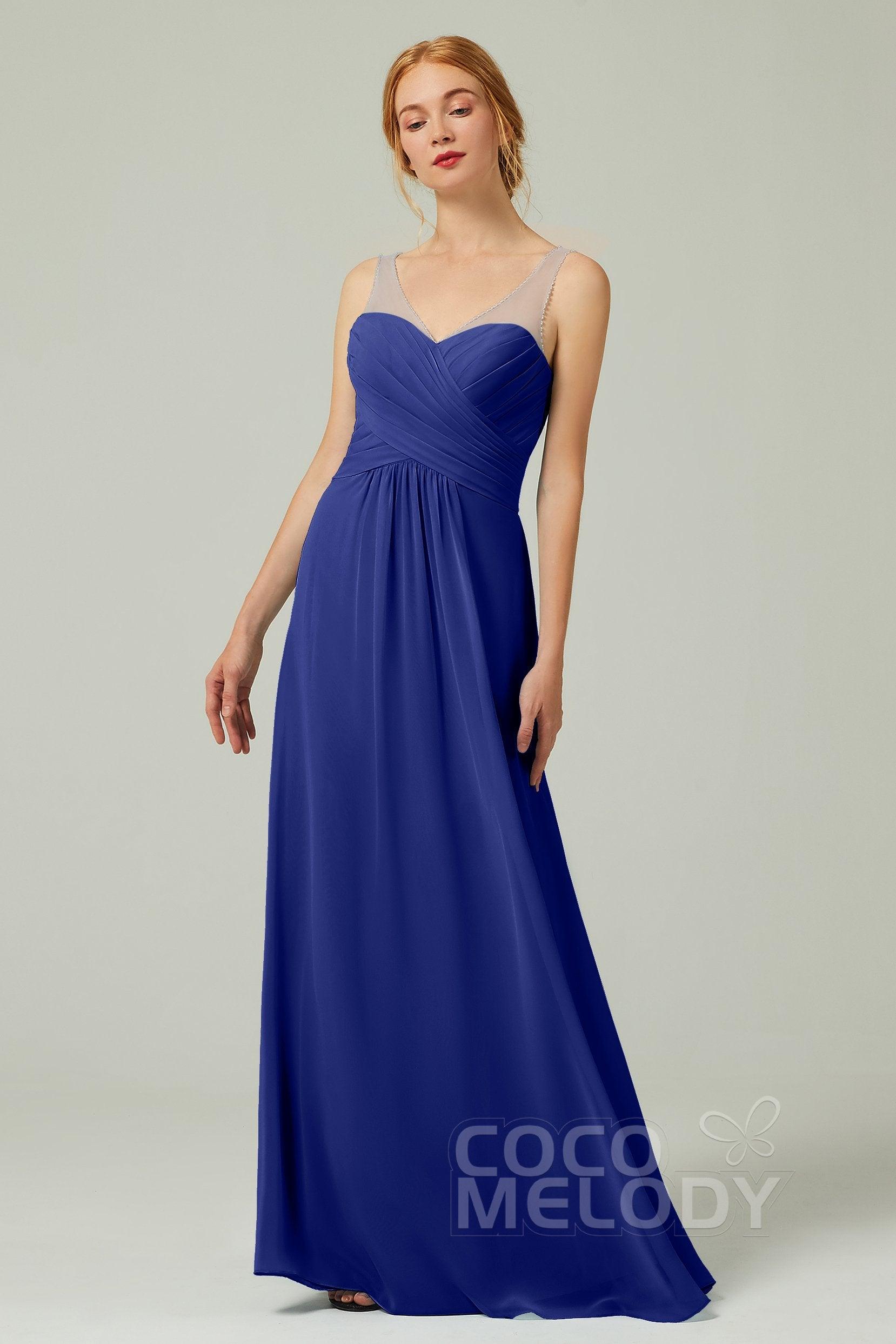 A-Line Floor Length Chiffon Bridesmaid Dress CB0331 - COCOMELODY