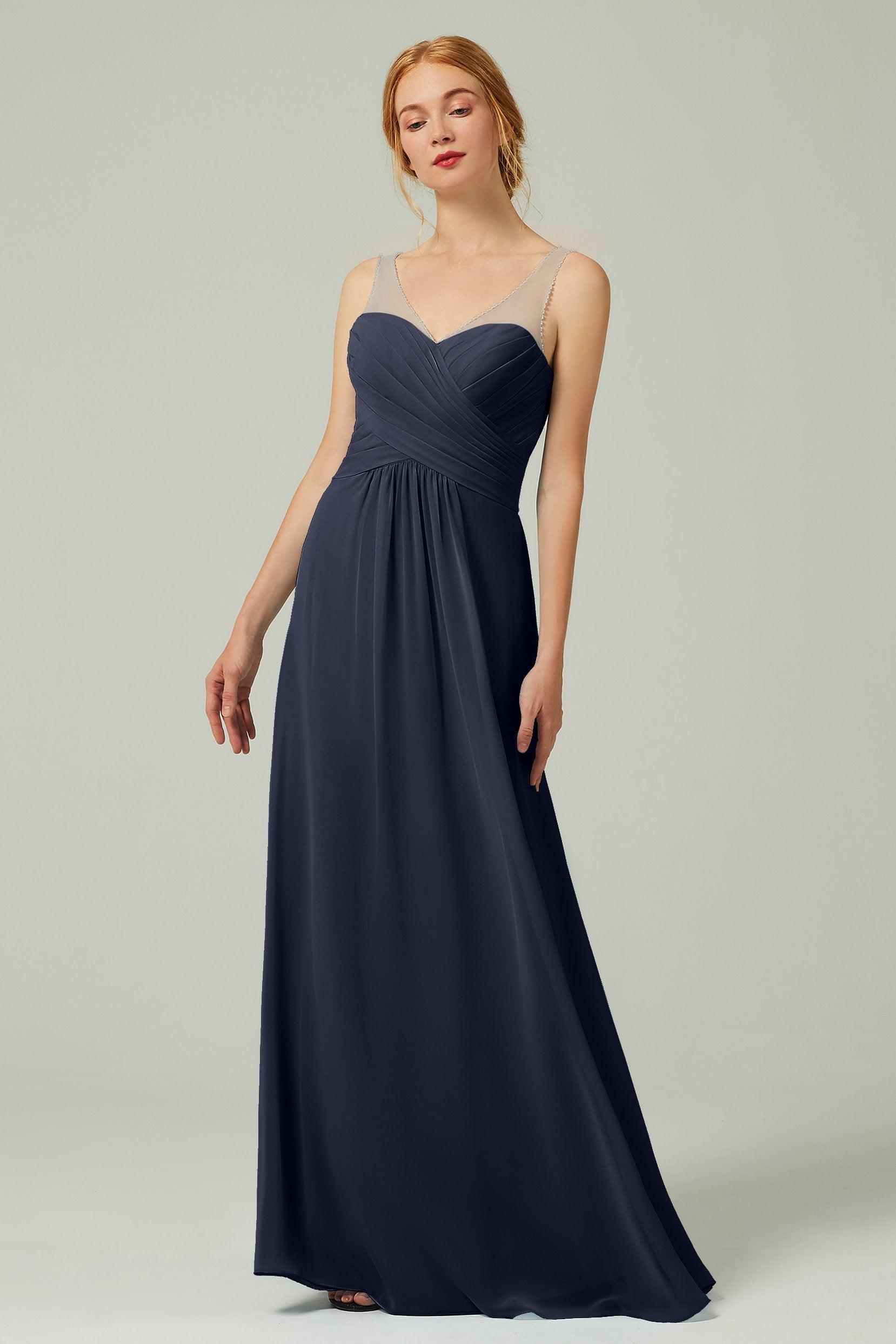 A-Line Floor Length Chiffon Bridesmaid Dress CB0331 - COCOMELODY