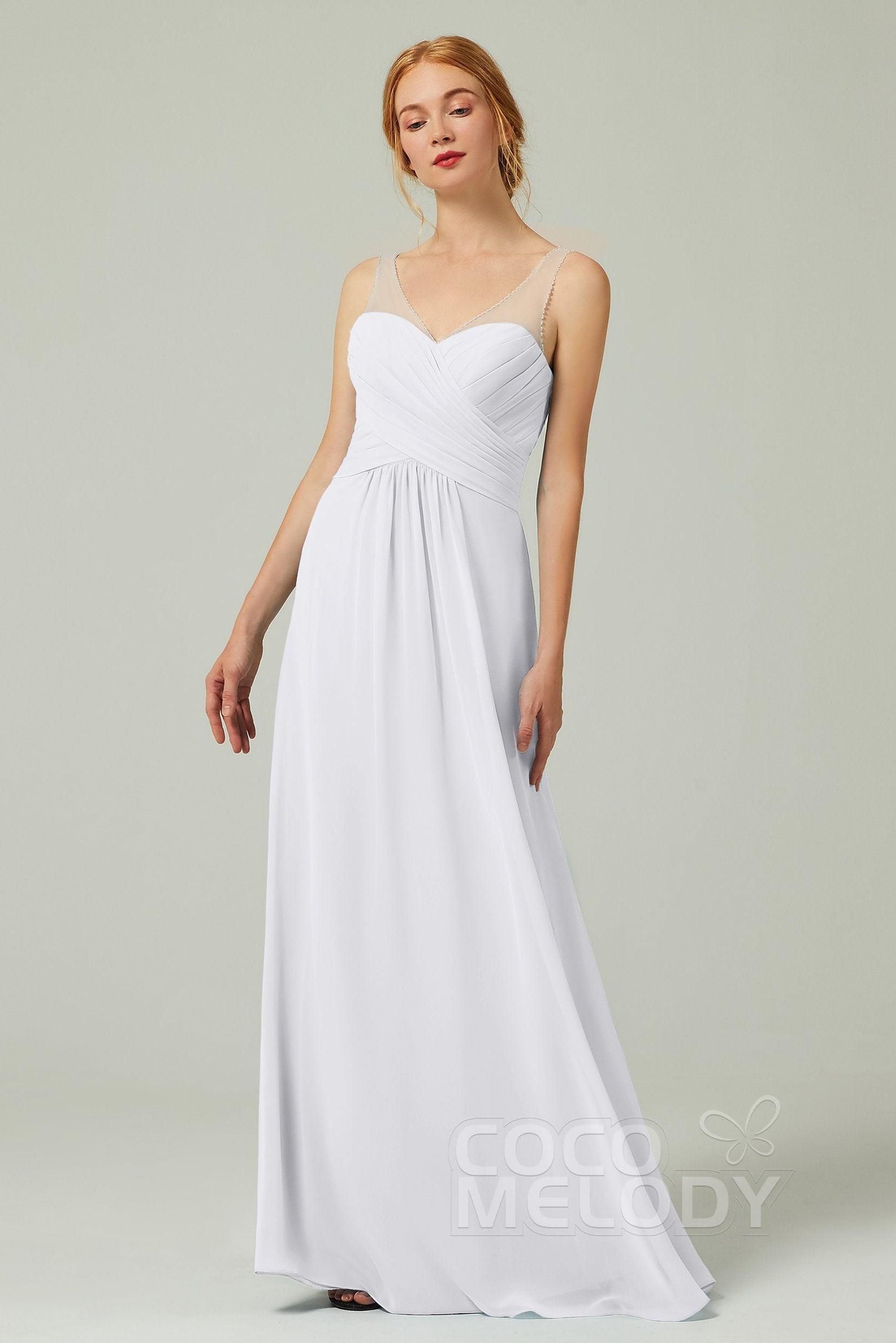 A-Line Floor Length Chiffon Bridesmaid Dress CB0331 - COCOMELODY