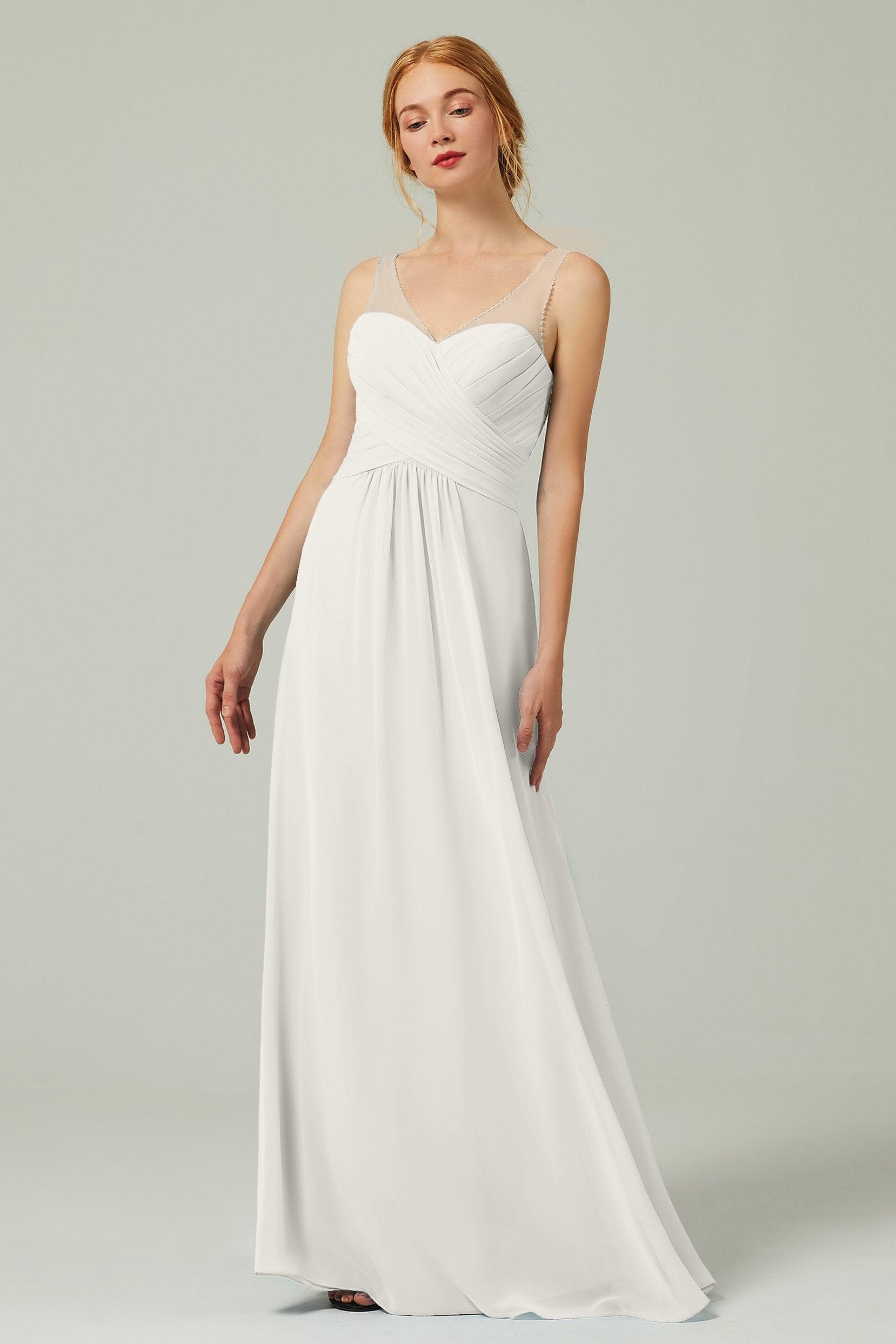 A-Line Floor Length Chiffon Bridesmaid Dress CB0331 - COCOMELODY