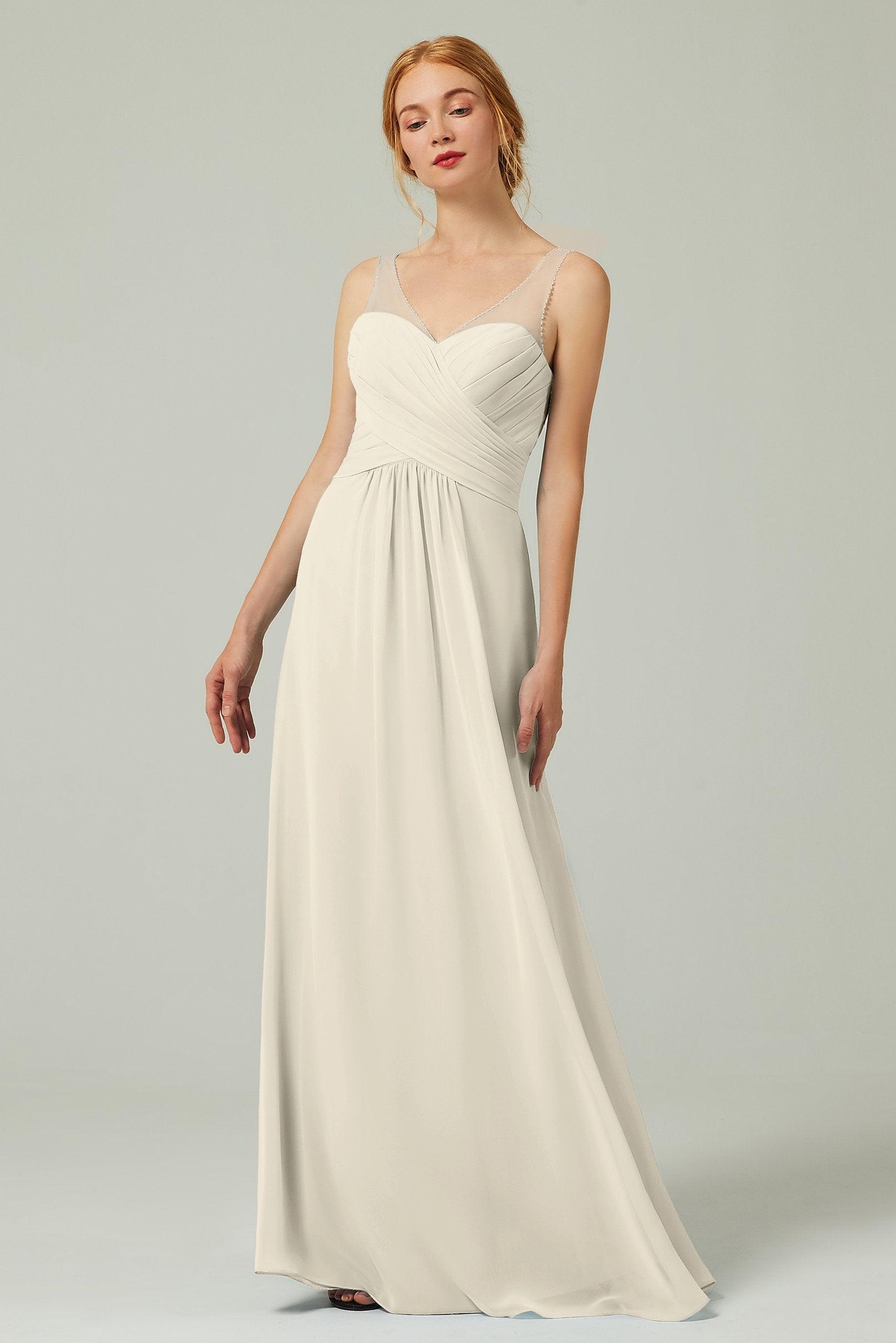 A-Line Floor Length Chiffon Bridesmaid Dress CB0331 - COCOMELODY