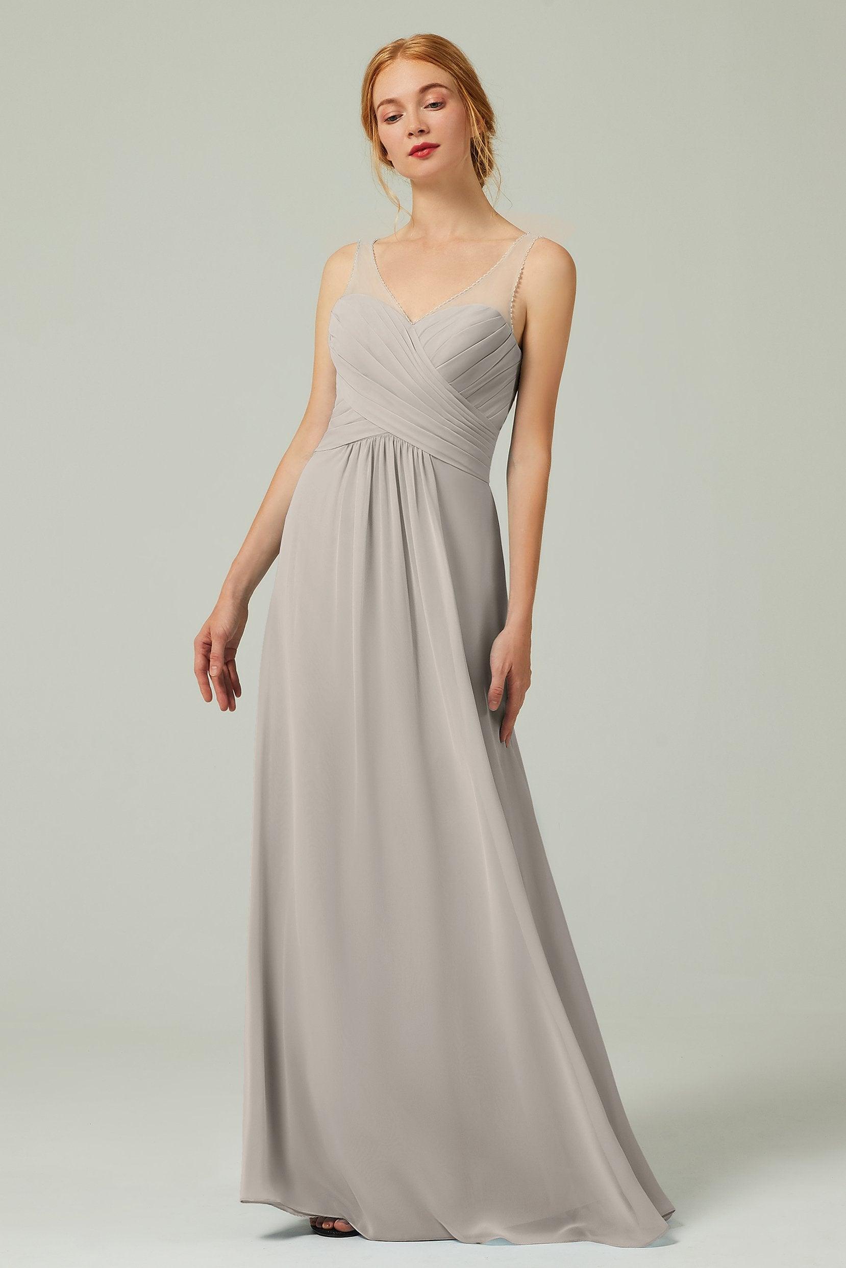 A-Line Floor Length Chiffon Bridesmaid Dress CB0331 - COCOMELODY