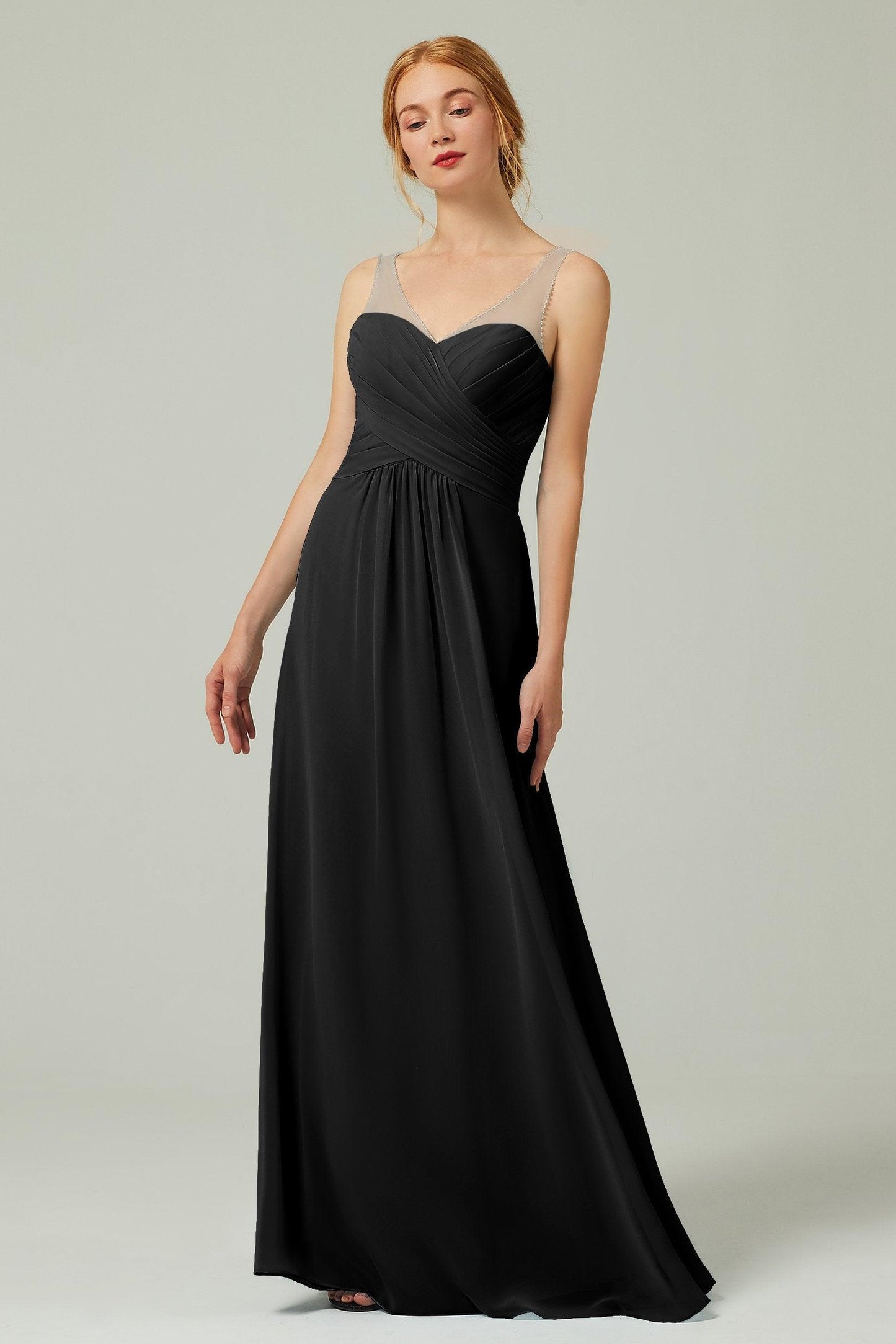 A-Line Floor Length Chiffon Bridesmaid Dress CB0331 - COCOMELODY
