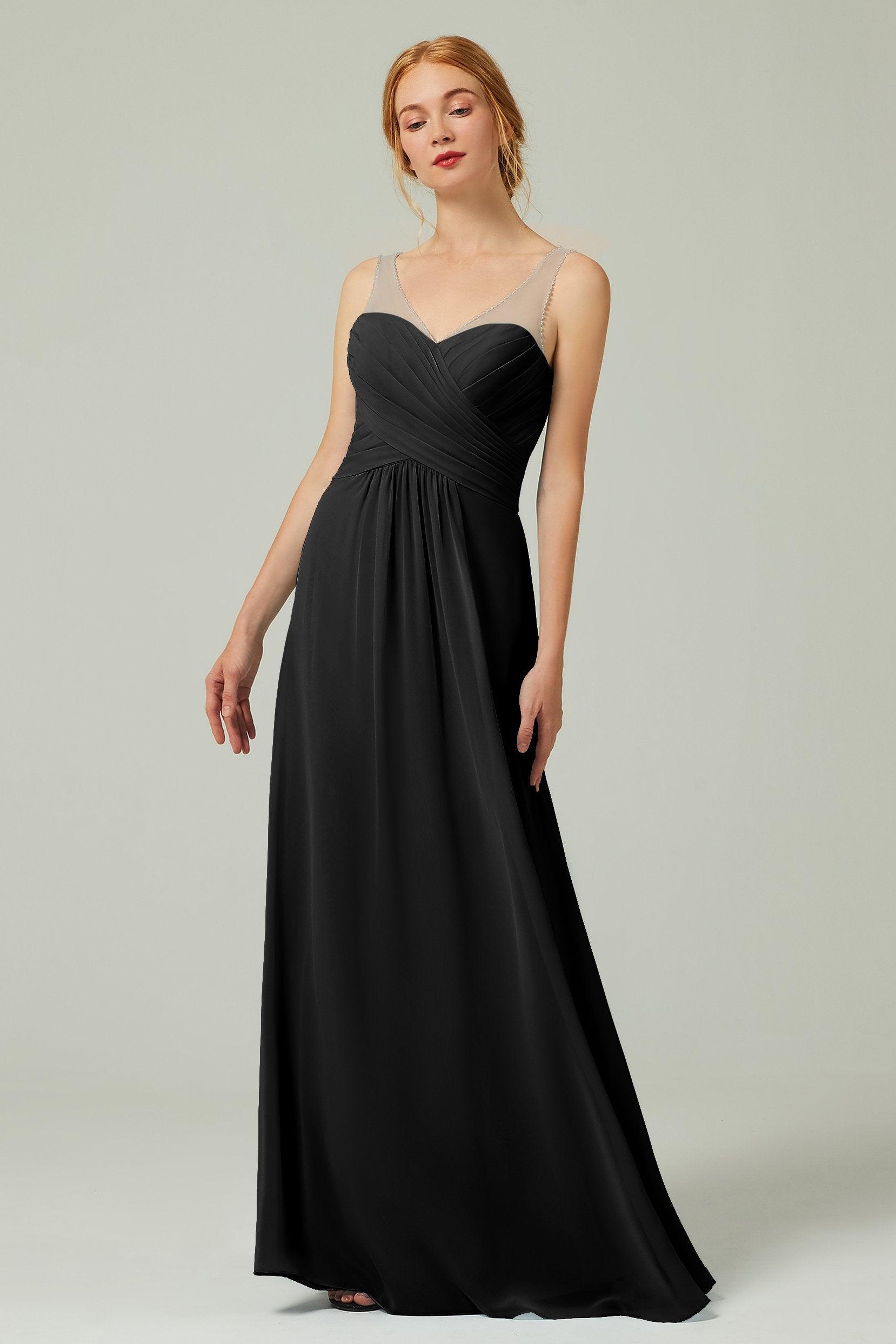 A-Line Floor Length Chiffon Bridesmaid Dress CB0331 - COCOMELODY
