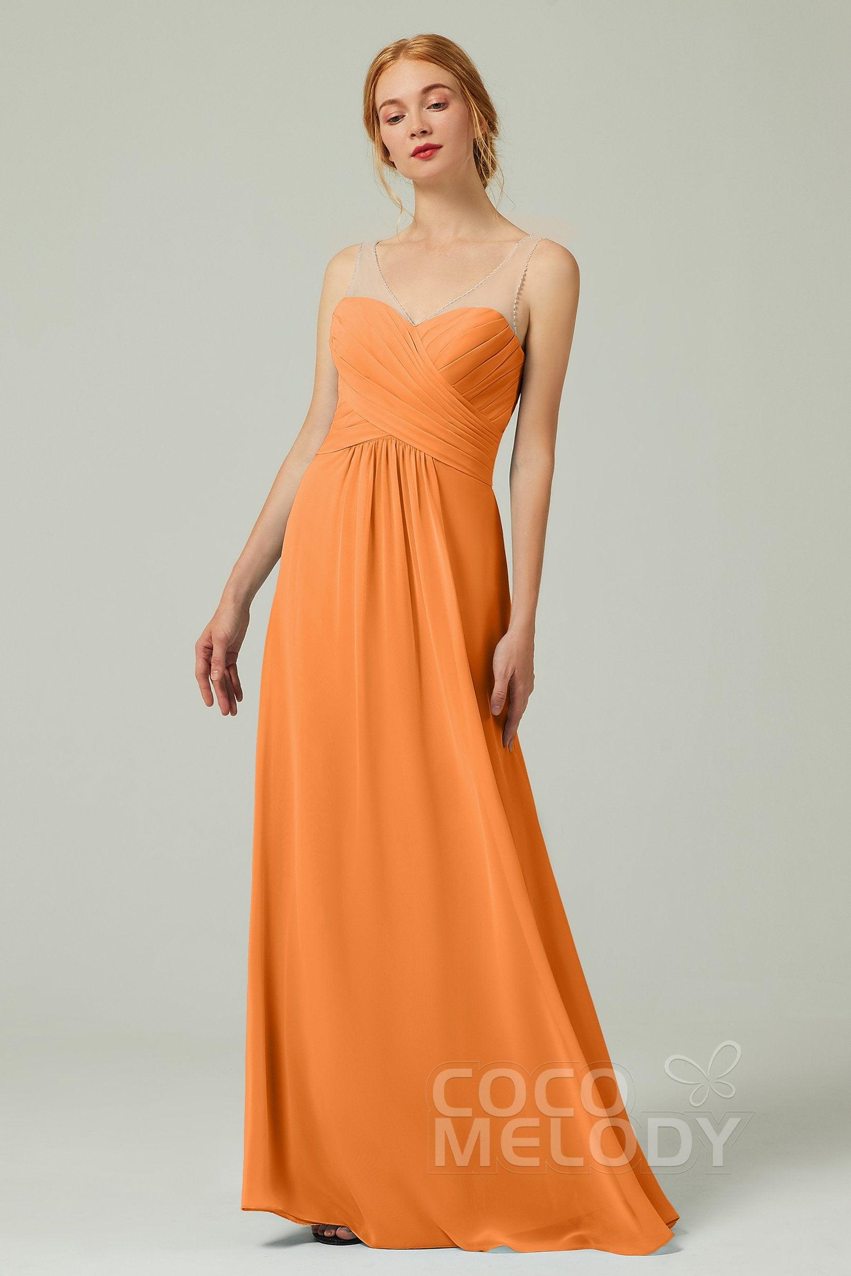 A-Line Floor Length Chiffon Bridesmaid Dress CB0331 - COCOMELODY