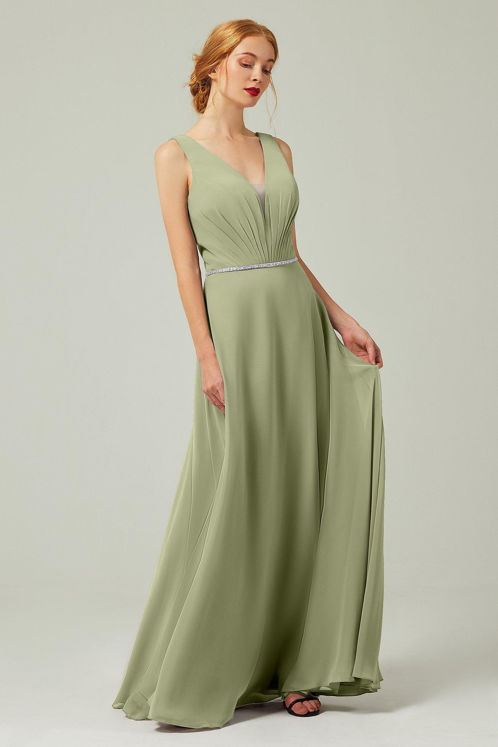 A-Line Floor Length Chiffon Bridesmaid Dress CB0332 - COCOMELODY