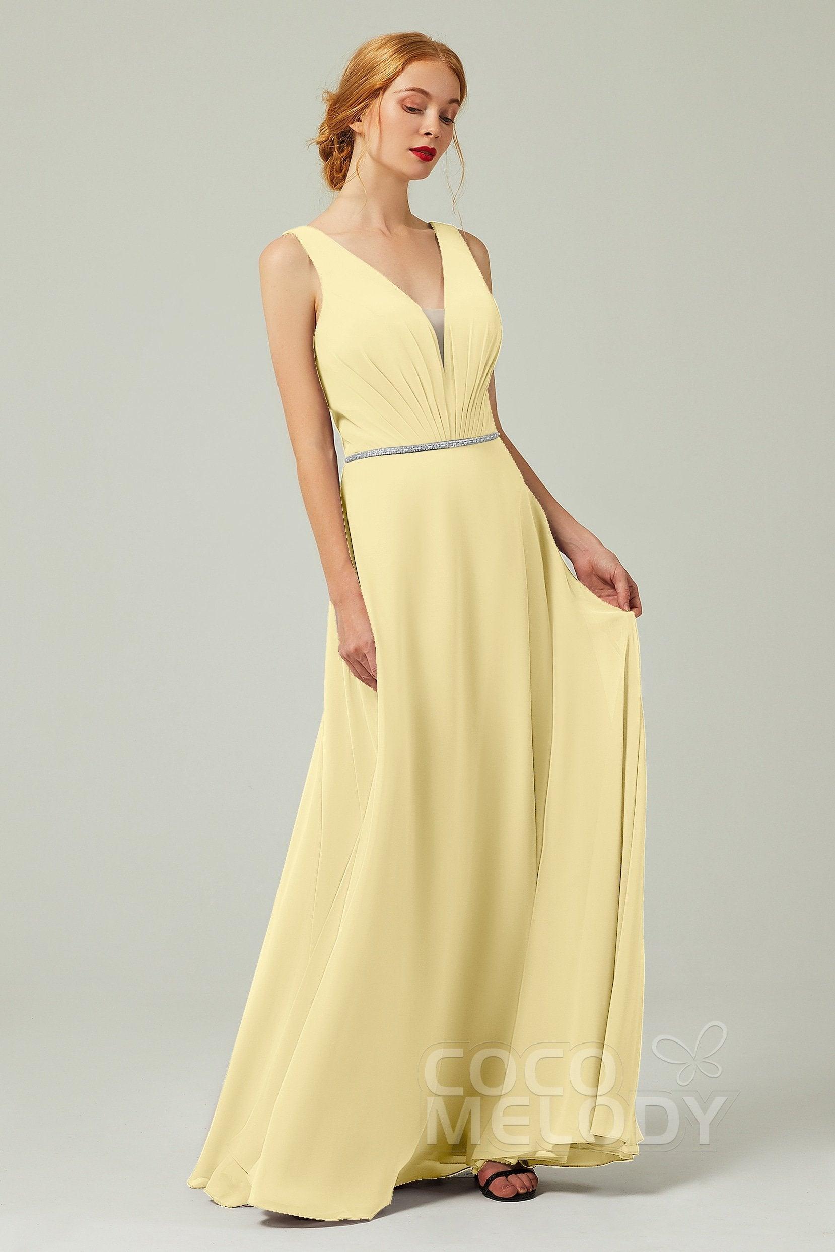 A-Line Floor Length Chiffon Bridesmaid Dress CB0332 - COCOMELODY