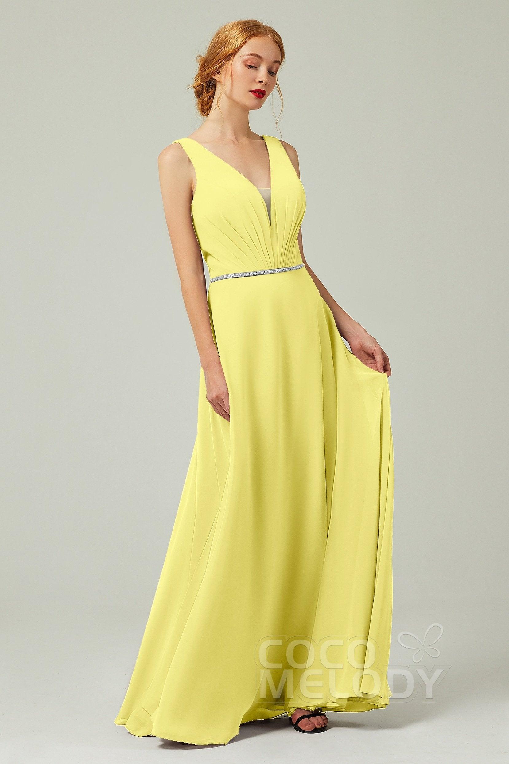 A-Line Floor Length Chiffon Bridesmaid Dress CB0332 - COCOMELODY