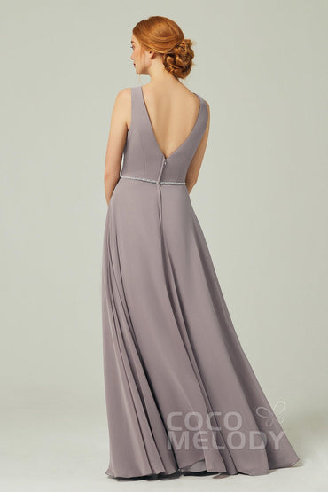 A-Line Floor Length Chiffon Bridesmaid Dress CB0332