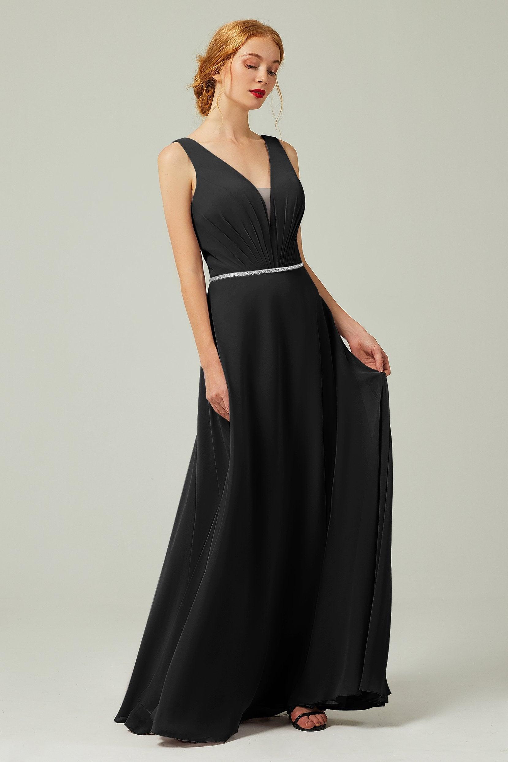 A-Line Floor Length Chiffon Bridesmaid Dress CB0332 - COCOMELODY