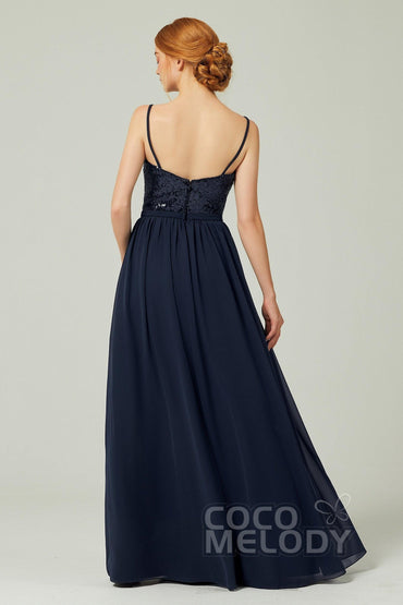 A-Line Floor Length Chiffon Sequined Bridesmaid Dress Formal Dresses CB0333 - COCOMELODY