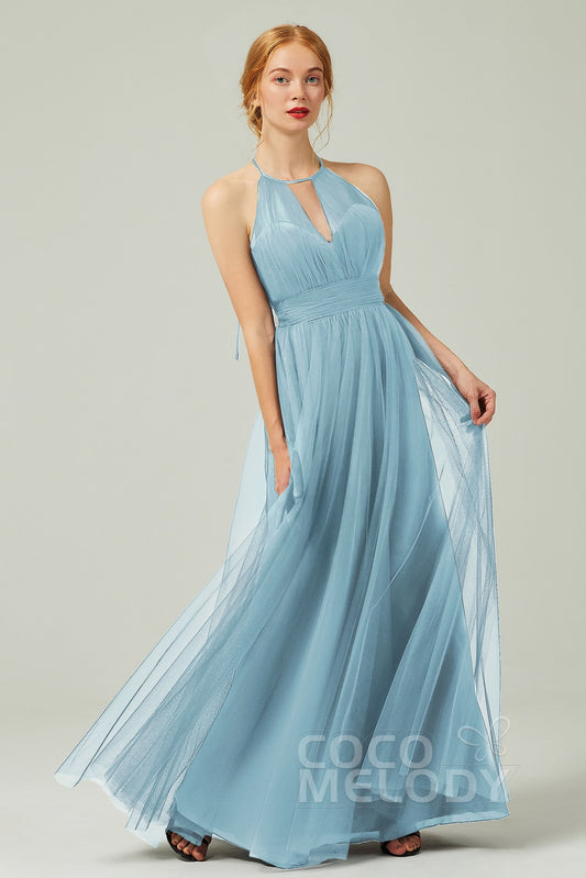 A-Line Floor Length Tulle Bridesmaid Dress CB0334