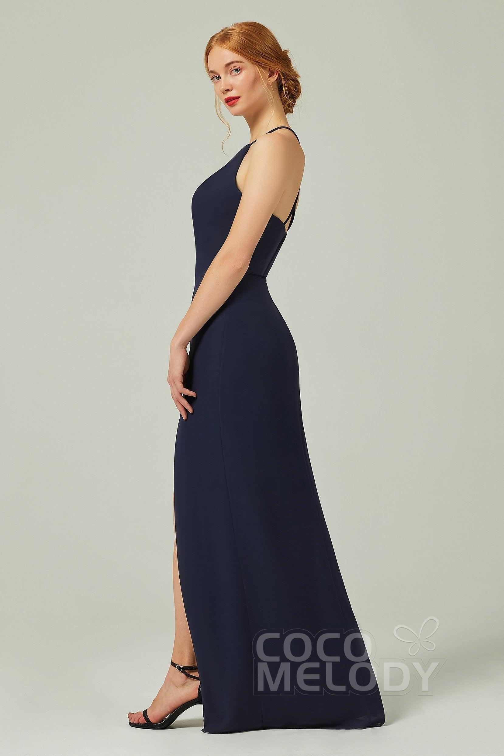 Sheath-Column Floor Length Chiffon Bridesmaid Dress Formal Dresses CB0337 - COCOMELODY