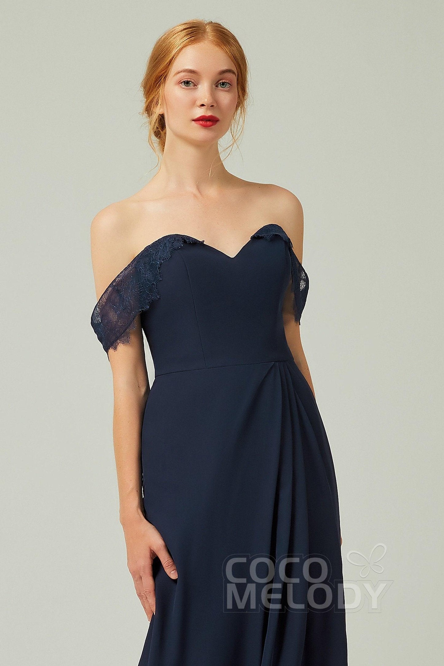 Sheath-Column Floor Length Chiffon Bridesmaid Dress Formal Dresses CB0338 - COCOMELODY