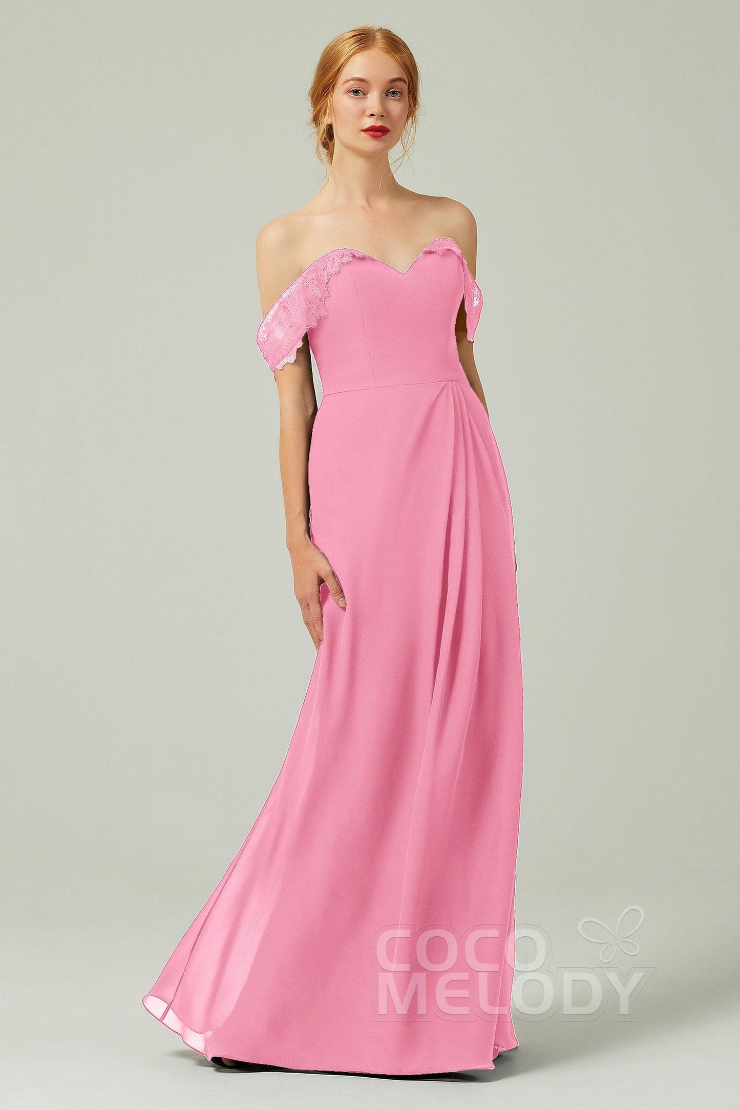 Sheath-Column Floor Length Chiffon Bridesmaid Dress Formal Dresses CB0338 - COCOMELODY