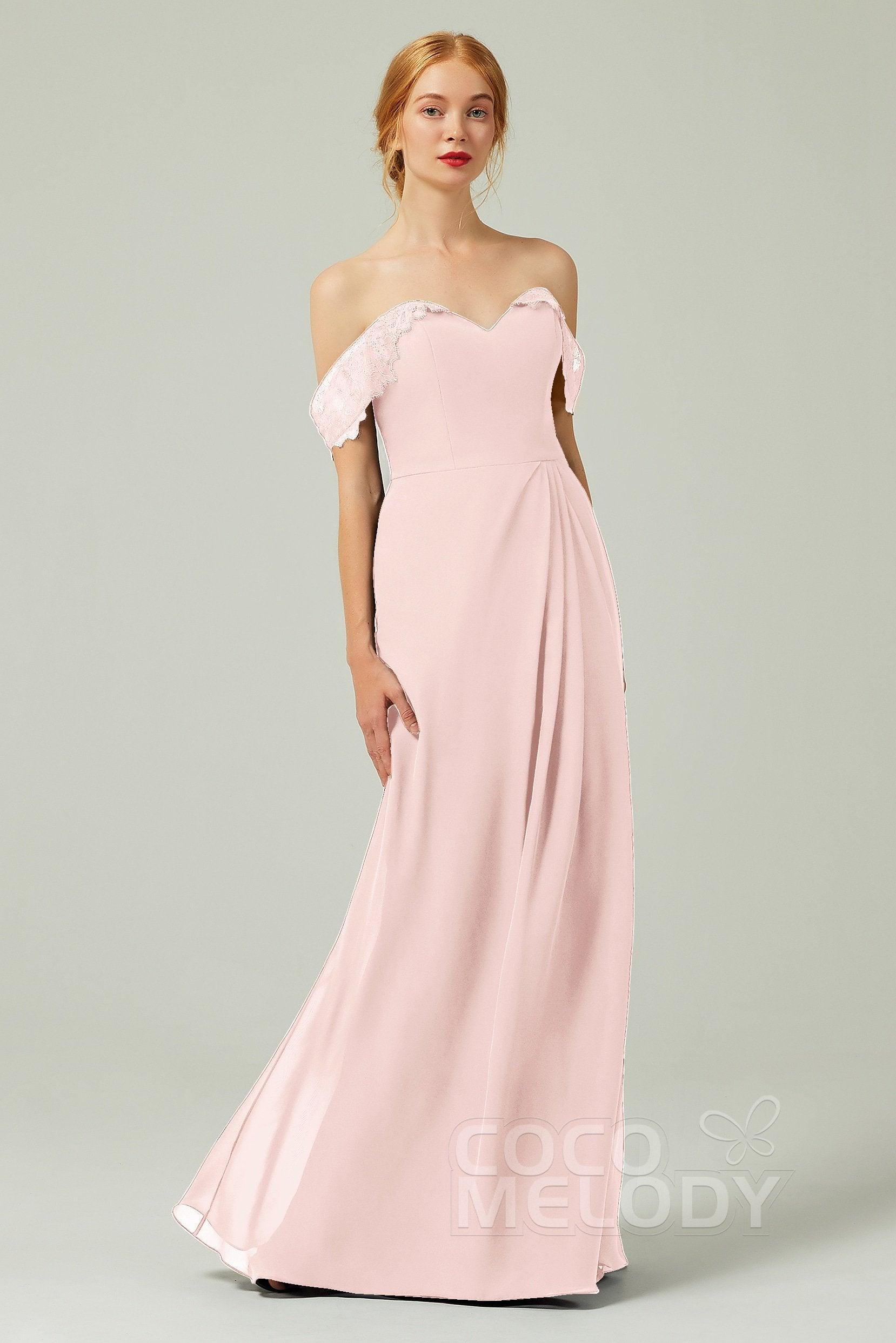 Sheath-Column Floor Length Chiffon Bridesmaid Dress Formal Dresses CB0338 - COCOMELODY