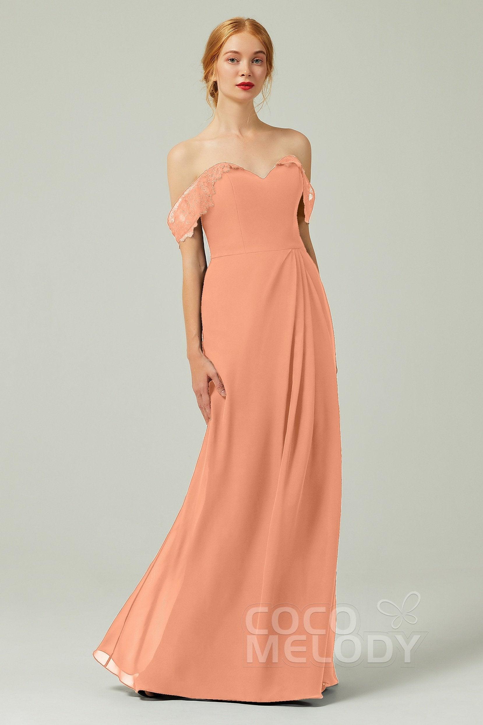 Sheath-Column Floor Length Chiffon Bridesmaid Dress Formal Dresses CB0338 - COCOMELODY