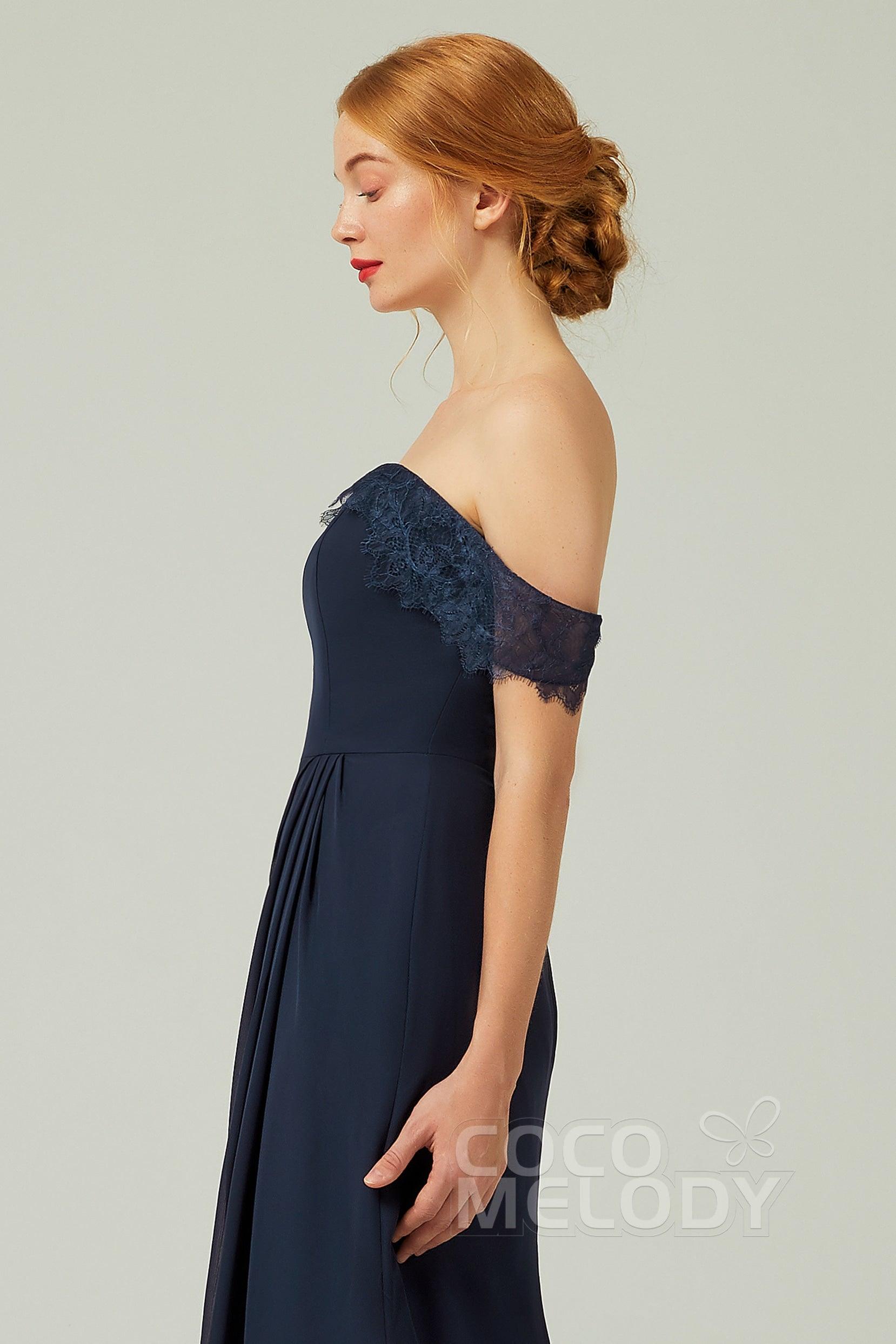 Sheath-Column Floor Length Chiffon Bridesmaid Dress Formal Dresses CB0338 - COCOMELODY