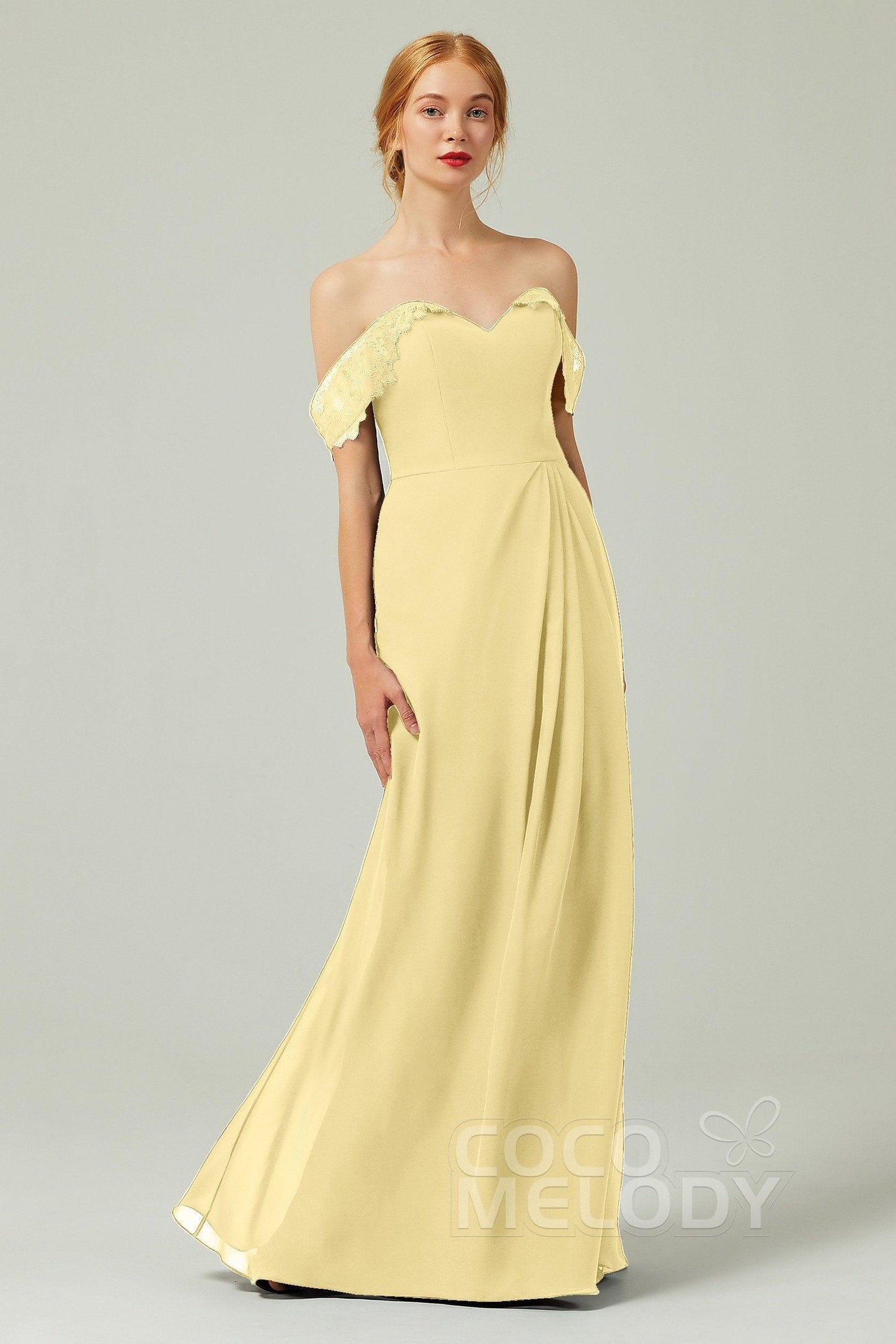 Sheath-Column Floor Length Chiffon Bridesmaid Dress Formal Dresses CB0338 - COCOMELODY