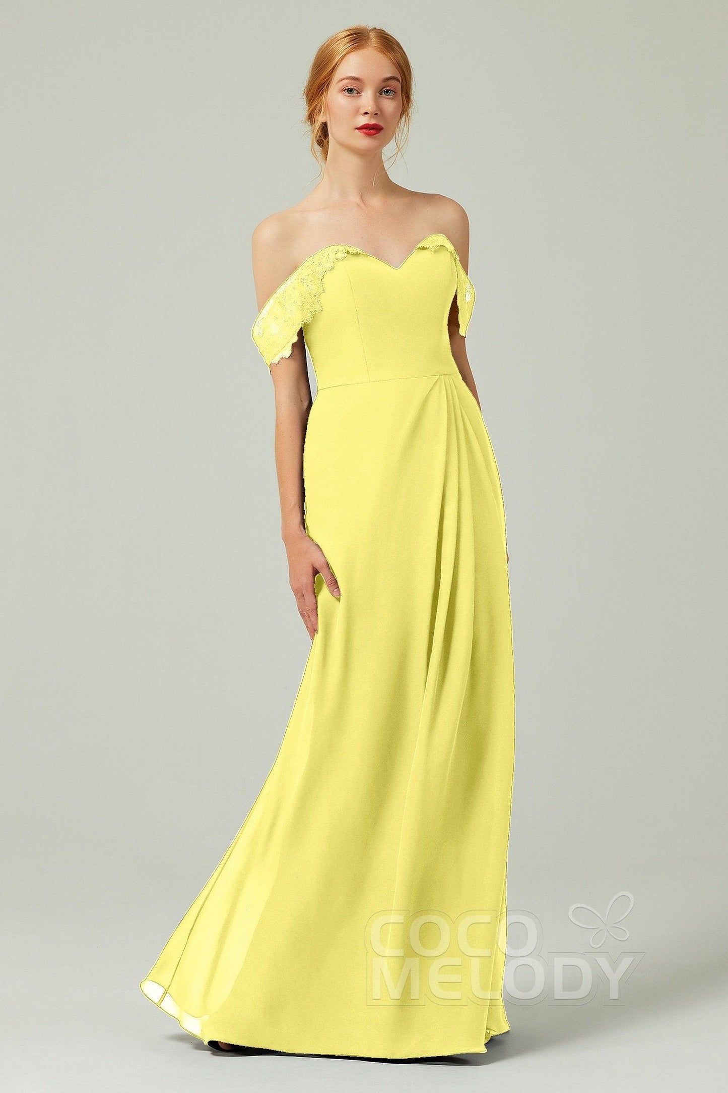 Sheath-Column Floor Length Chiffon Bridesmaid Dress Formal Dresses CB0338 - COCOMELODY