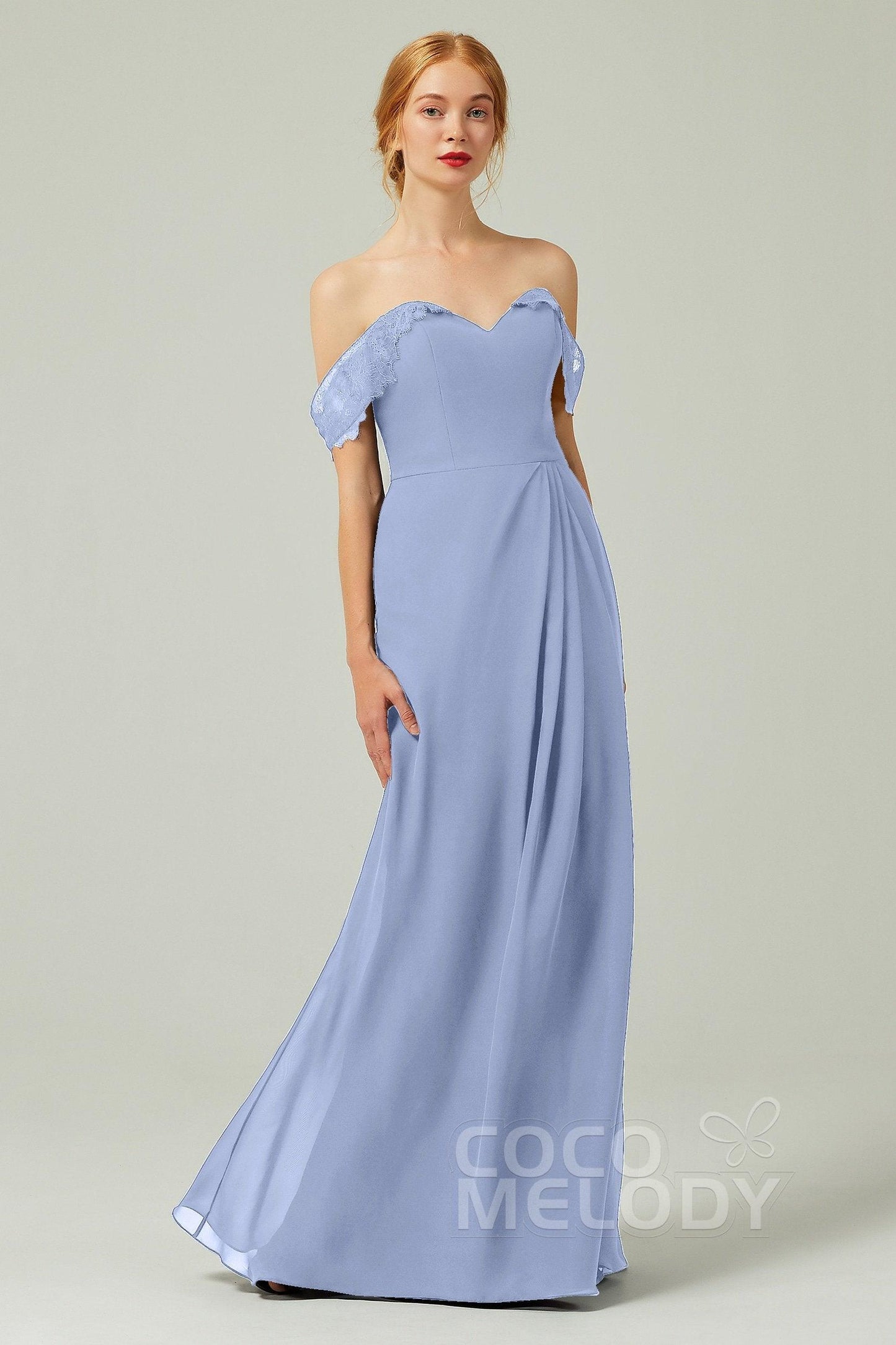 Sheath-Column Floor Length Chiffon Bridesmaid Dress Formal Dresses CB0338 - COCOMELODY