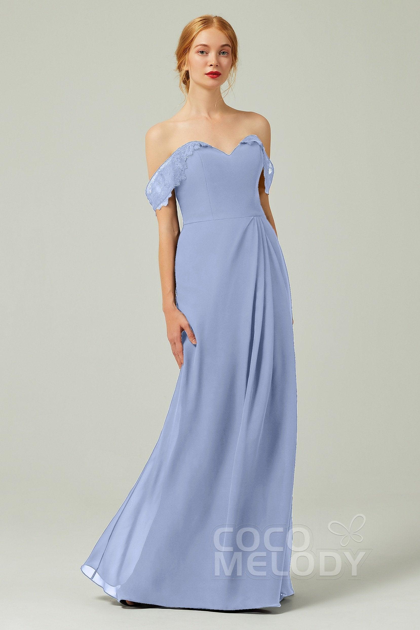 Sheath-Column Floor Length Chiffon Bridesmaid Dress Formal Dresses CB0338 - COCOMELODY
