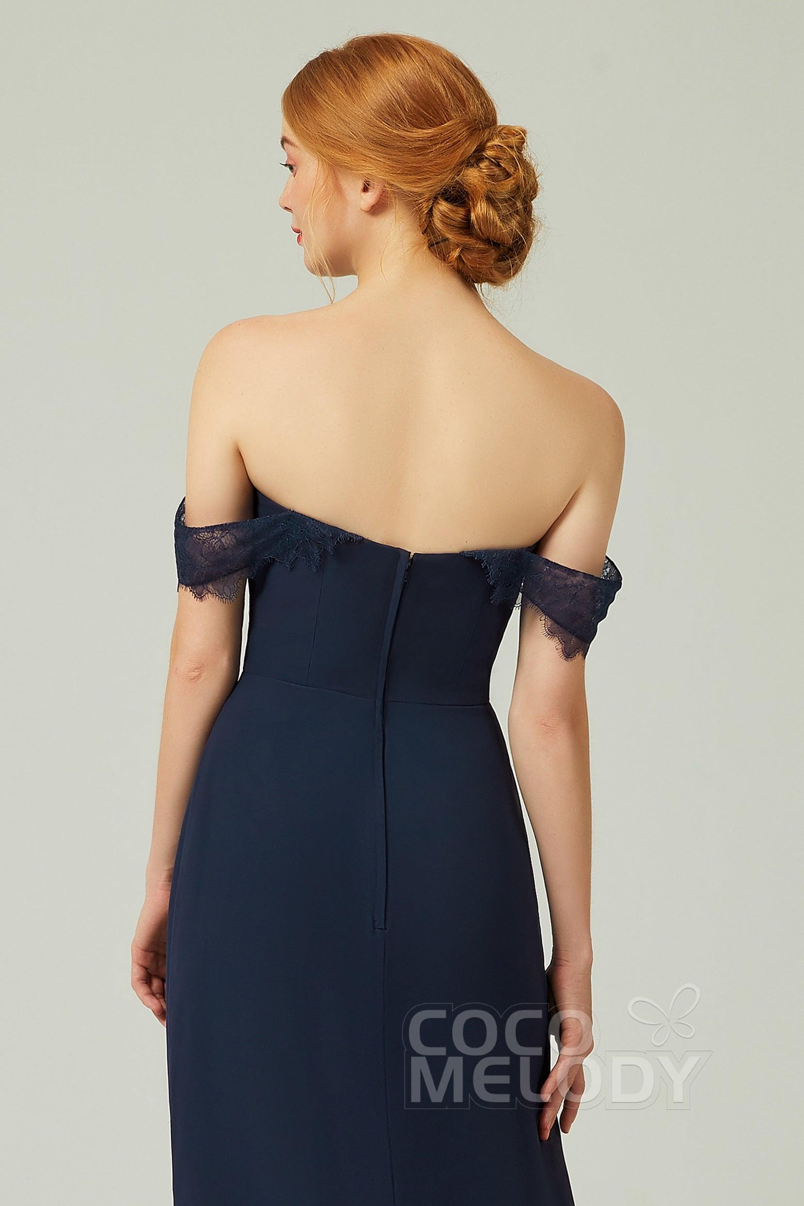 Sheath-Column Floor Length Chiffon Bridesmaid Dress Formal Dresses CB0338 - COCOMELODY
