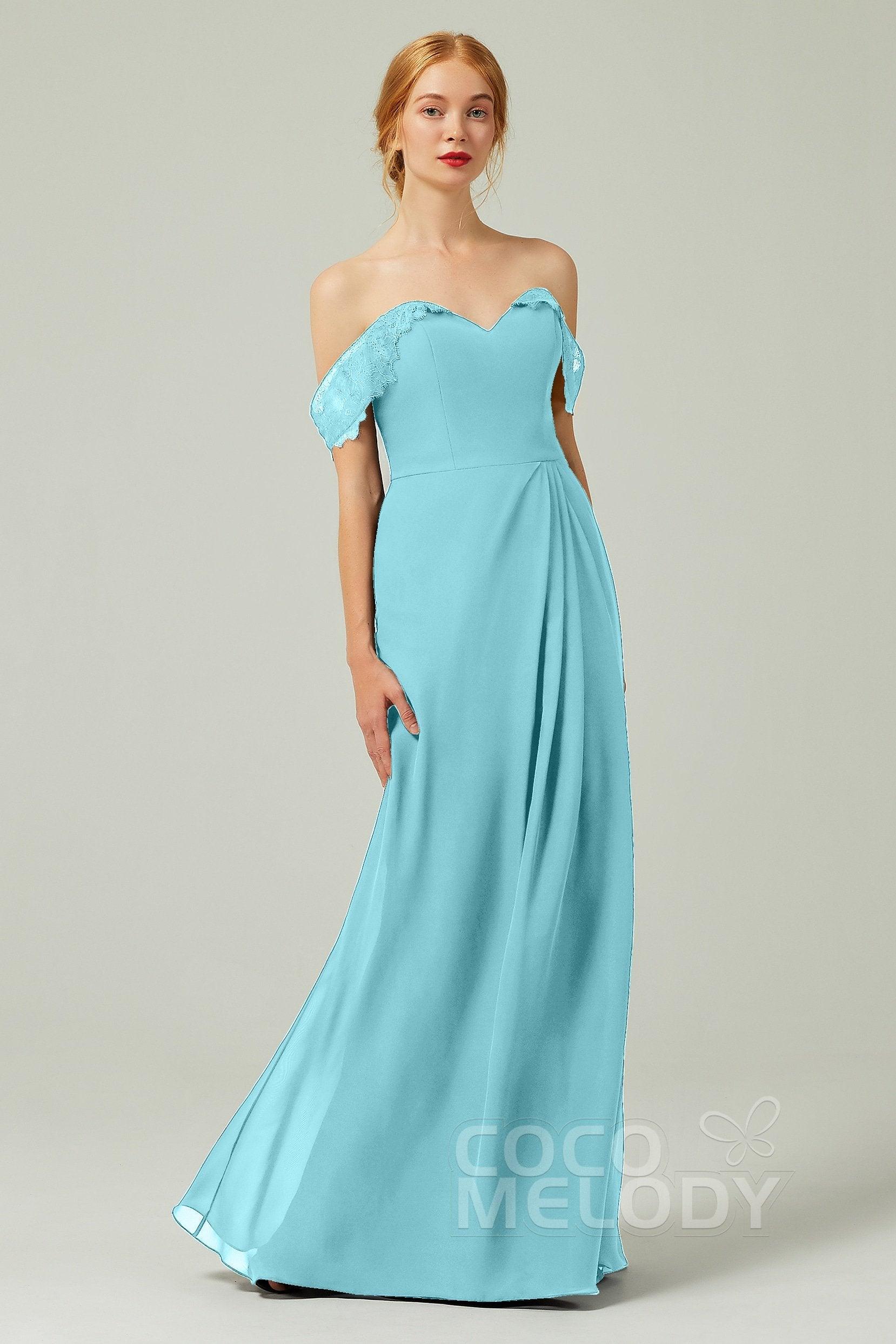 Sheath-Column Floor Length Chiffon Bridesmaid Dress Formal Dresses CB0338 - COCOMELODY