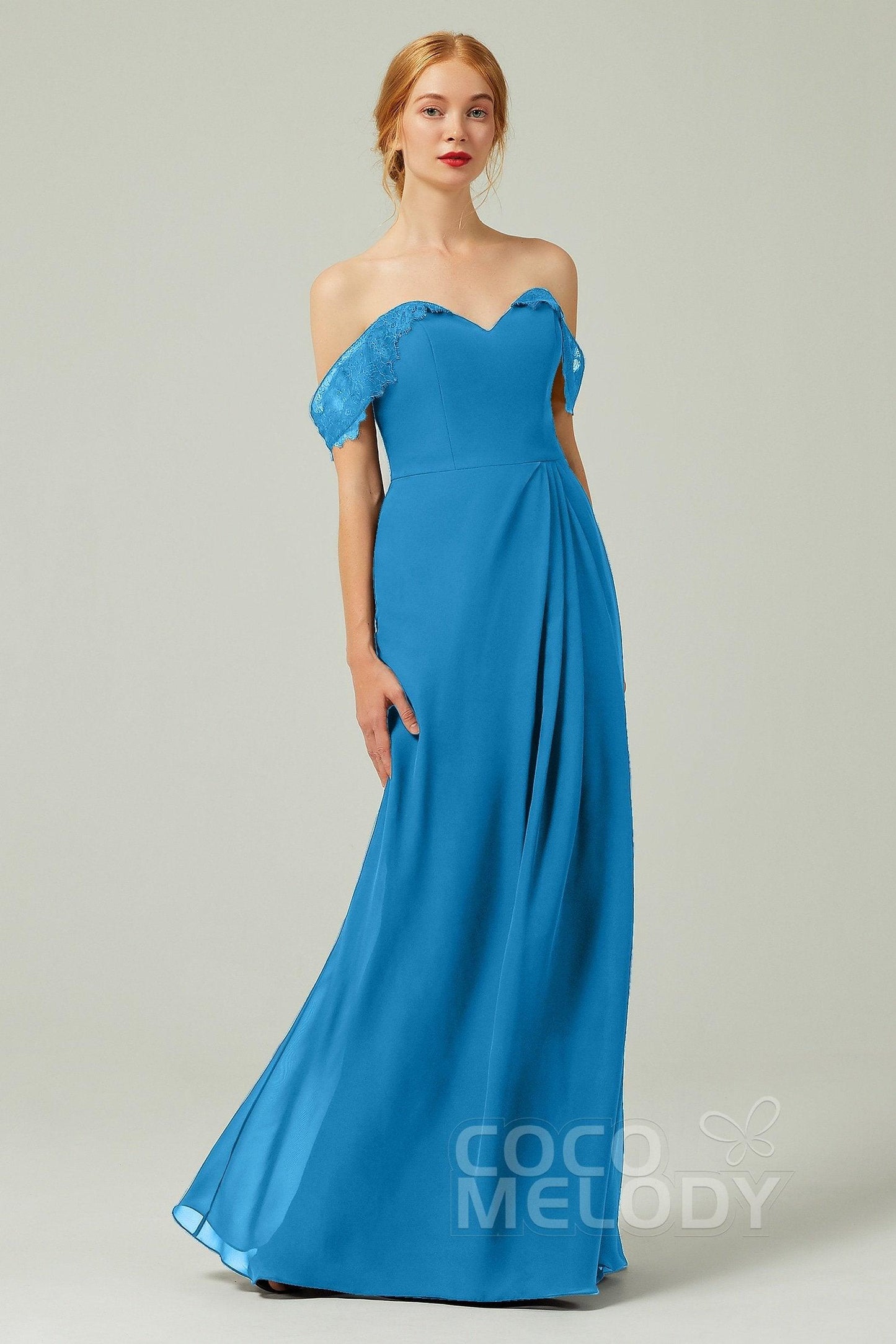 Sheath-Column Floor Length Chiffon Bridesmaid Dress Formal Dresses CB0338 - COCOMELODY
