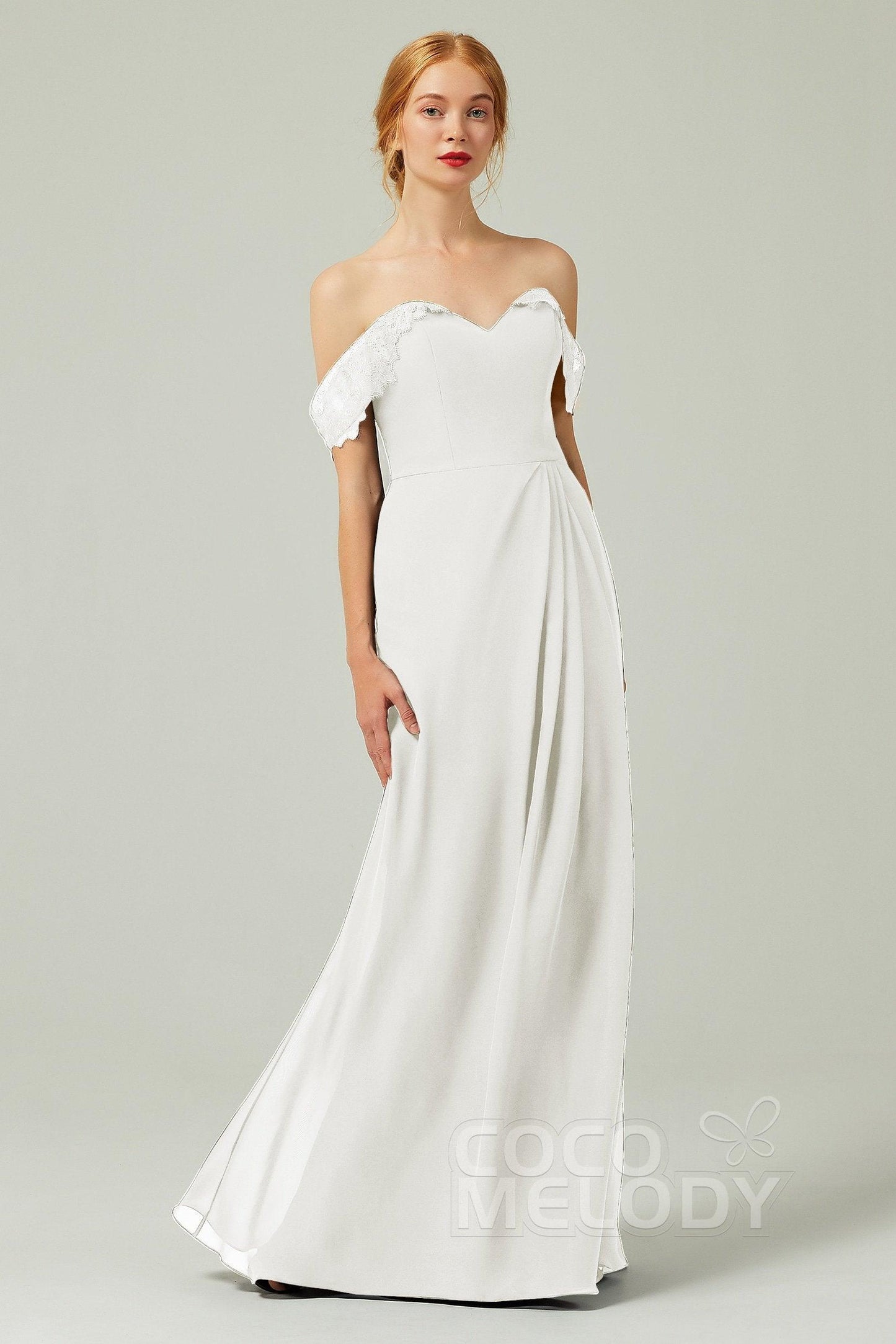 Sheath-Column Floor Length Chiffon Bridesmaid Dress Formal Dresses CB0338 - COCOMELODY