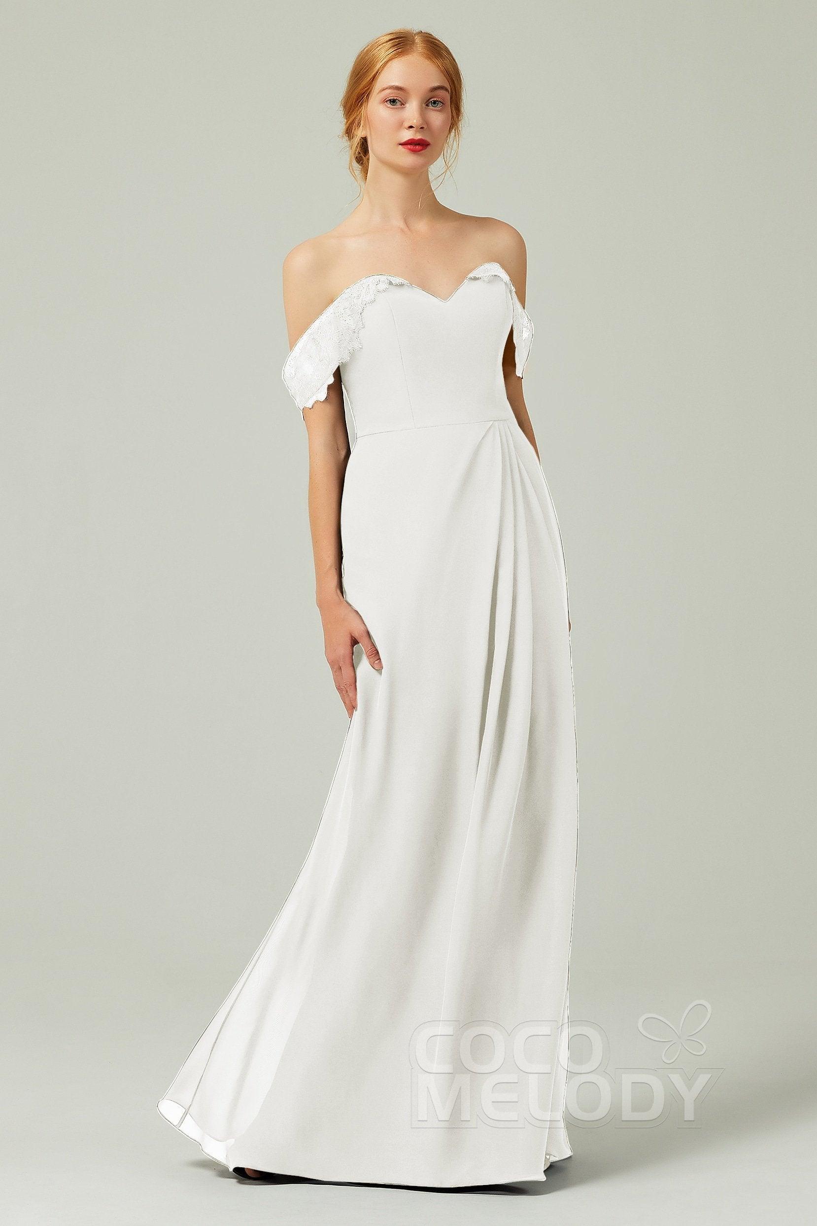 Sheath-Column Floor Length Chiffon Bridesmaid Dress Formal Dresses CB0338 - COCOMELODY