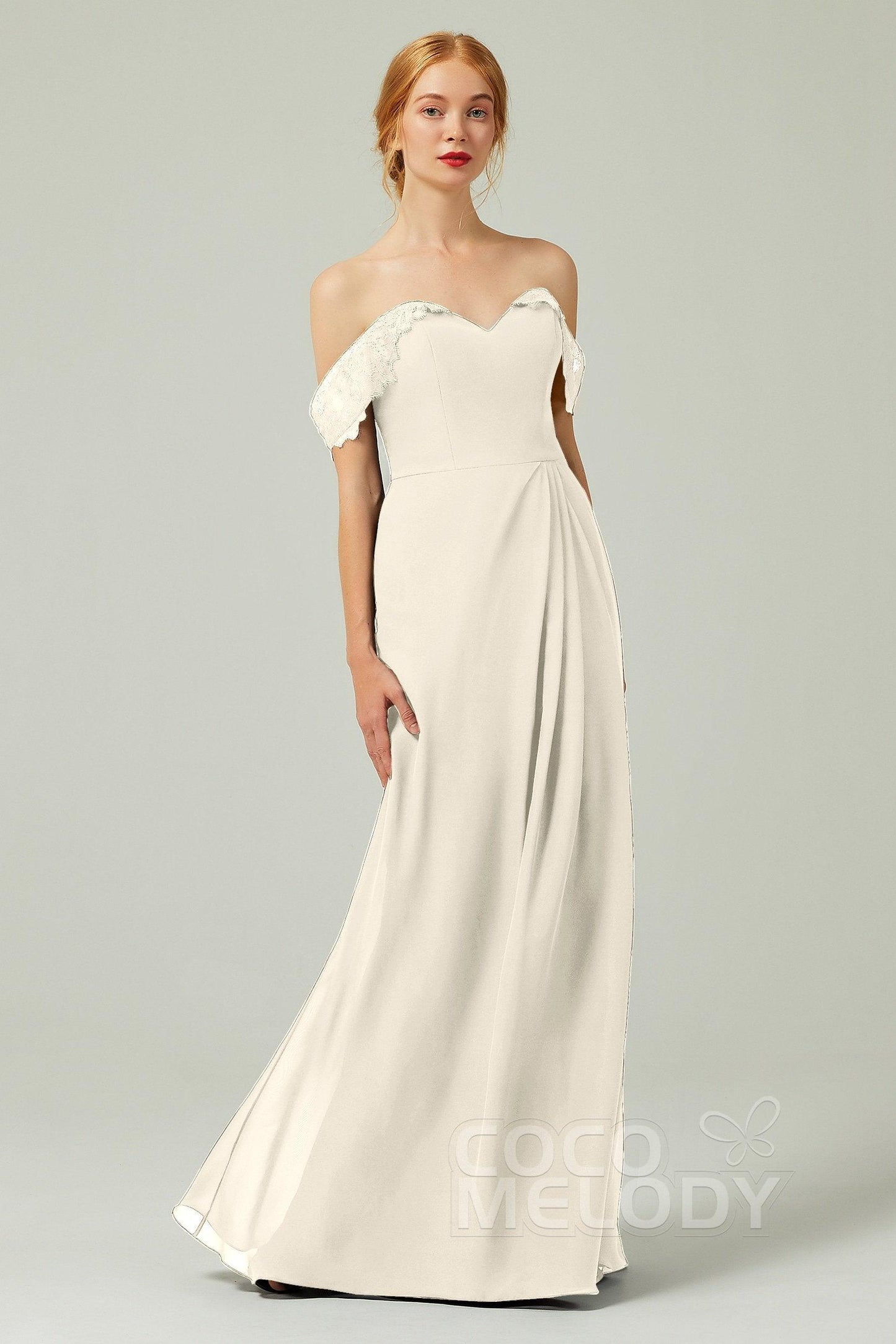 Sheath-Column Floor Length Chiffon Bridesmaid Dress Formal Dresses CB0338 - COCOMELODY