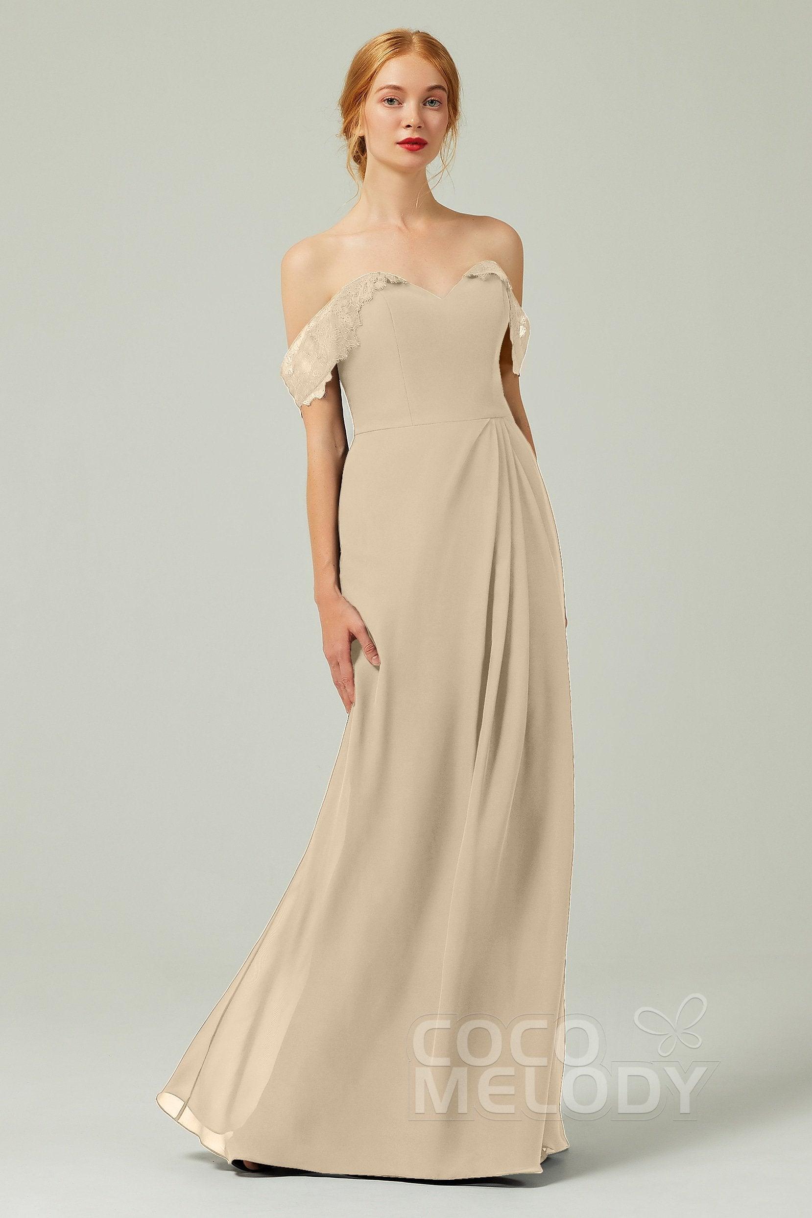 Sheath-Column Floor Length Chiffon Bridesmaid Dress Formal Dresses CB0338 - COCOMELODY