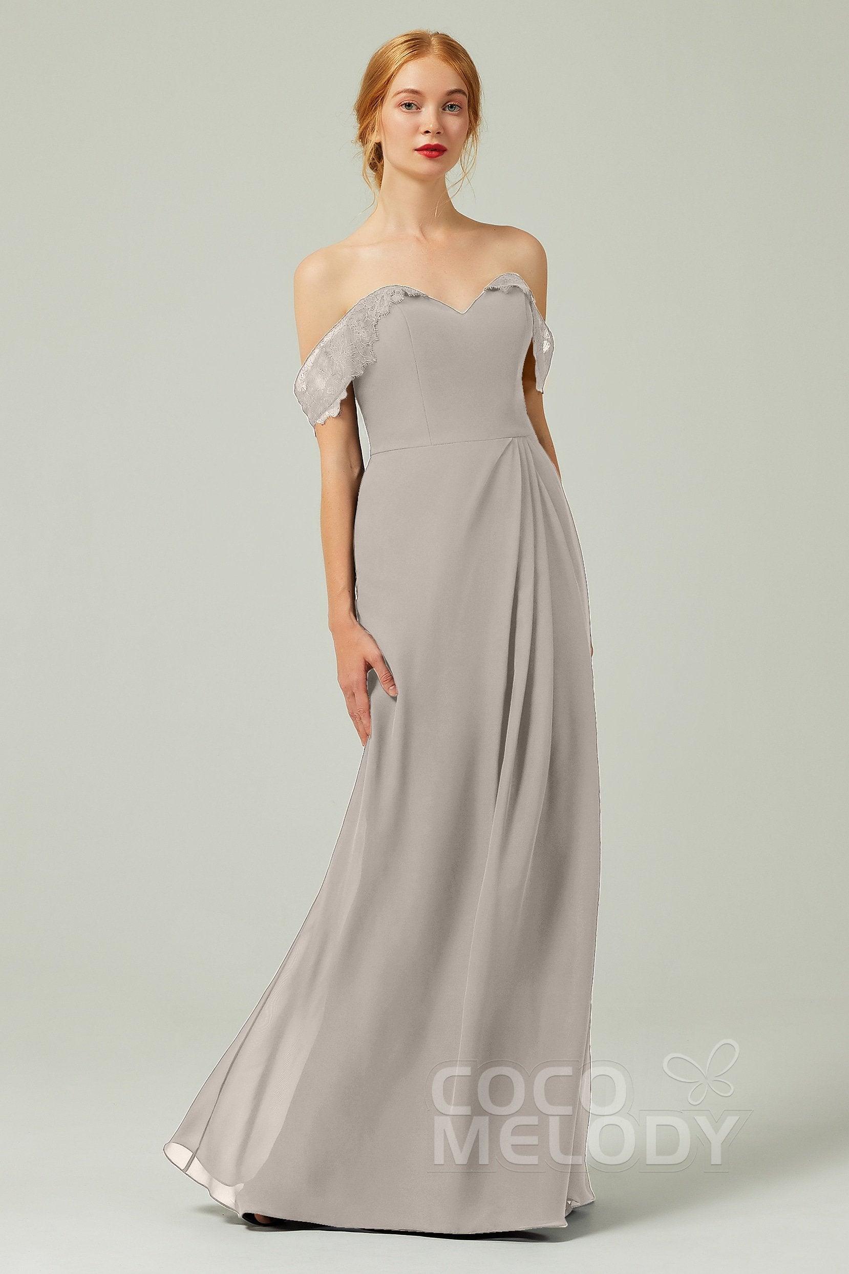 Sheath-Column Floor Length Chiffon Bridesmaid Dress Formal Dresses CB0338 - COCOMELODY