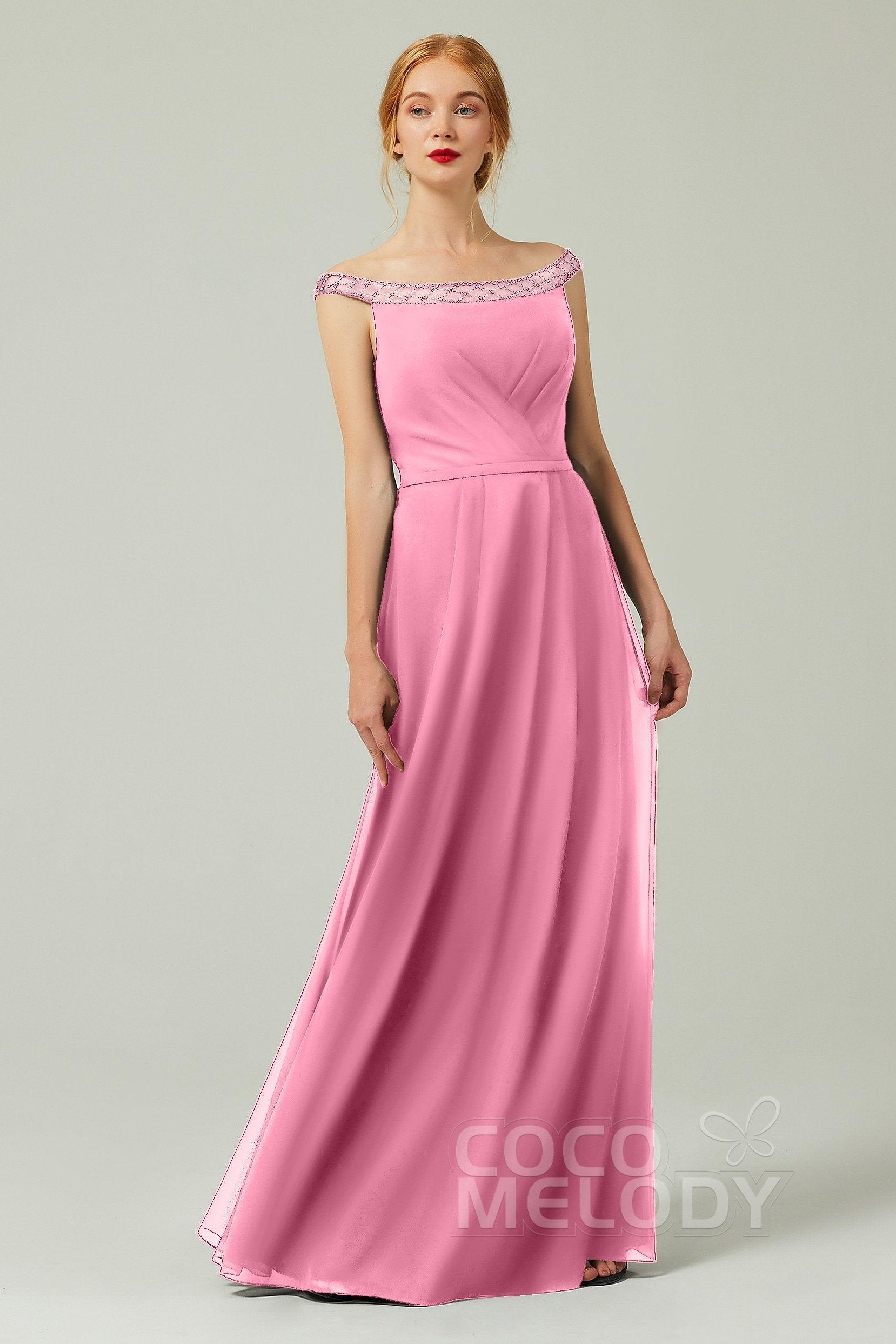 A-Line Floor Length Chiffon Bridesmaid Dress Formal Dresses CB0339 - COCOMELODY