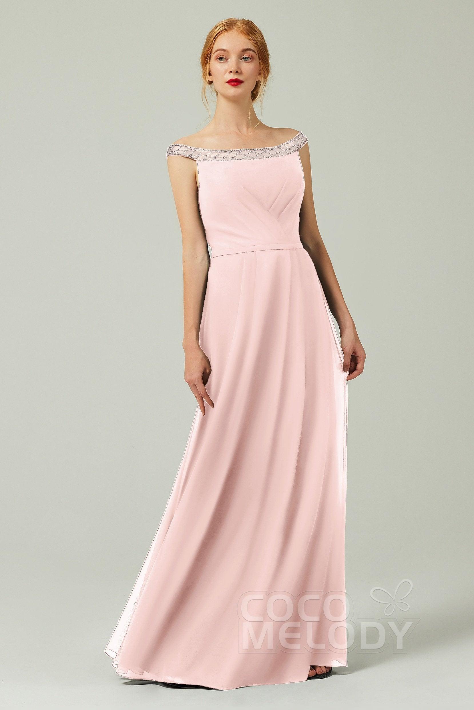A-Line Floor Length Chiffon Bridesmaid Dress Formal Dresses CB0339 - COCOMELODY