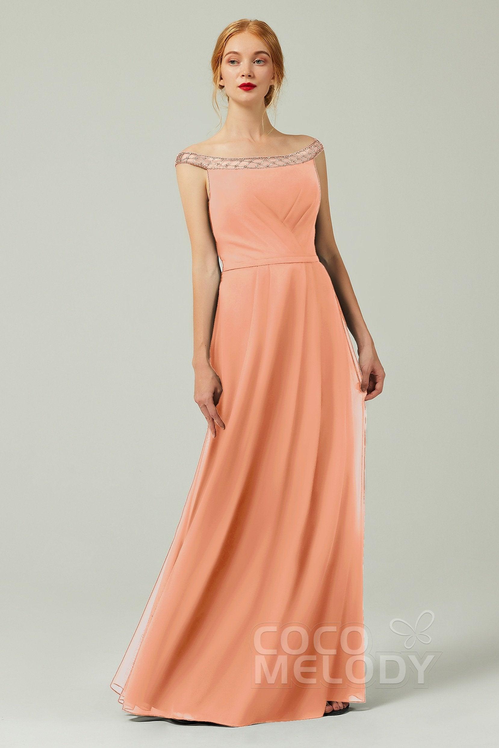 A-Line Floor Length Chiffon Bridesmaid Dress Formal Dresses CB0339 - COCOMELODY