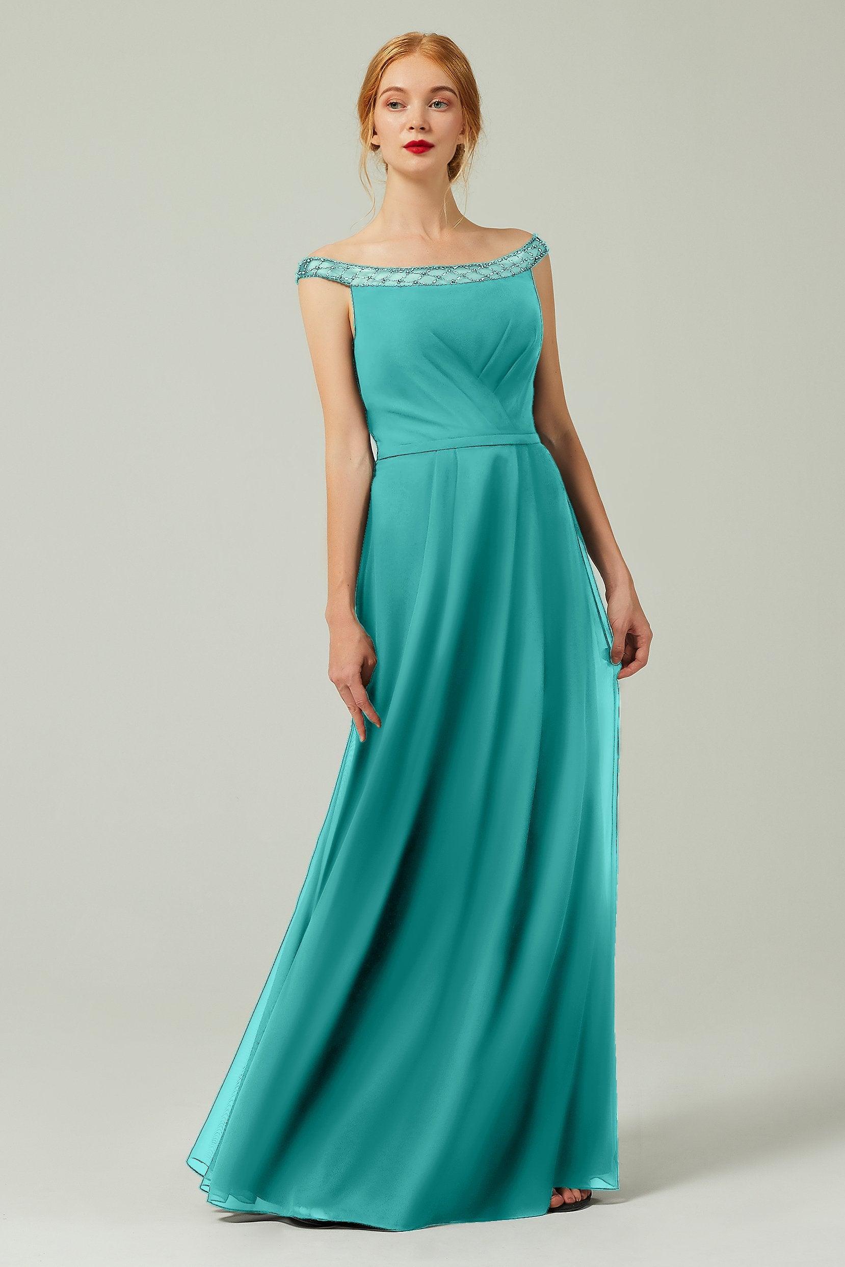 A-Line Floor Length Chiffon Bridesmaid Dress Formal Dresses CB0339 - COCOMELODY