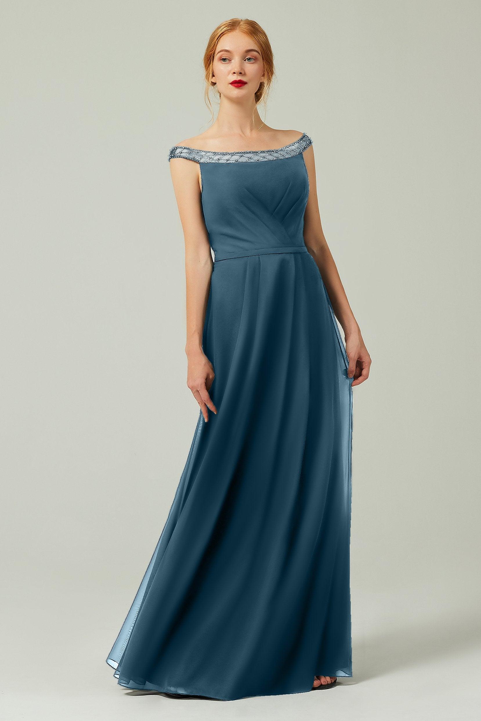 A-Line Floor Length Chiffon Bridesmaid Dress Formal Dresses CB0339 - COCOMELODY