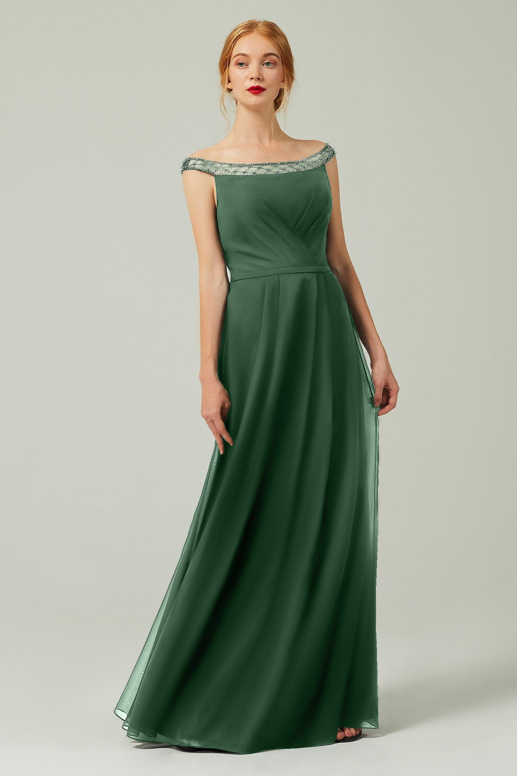 A-Line Floor Length Chiffon Bridesmaid Dress Formal Dresses CB0339 - COCOMELODY