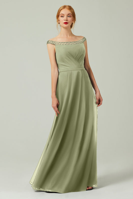 A-Line Floor Length Chiffon Bridesmaid Dress Formal Dresses CB0339