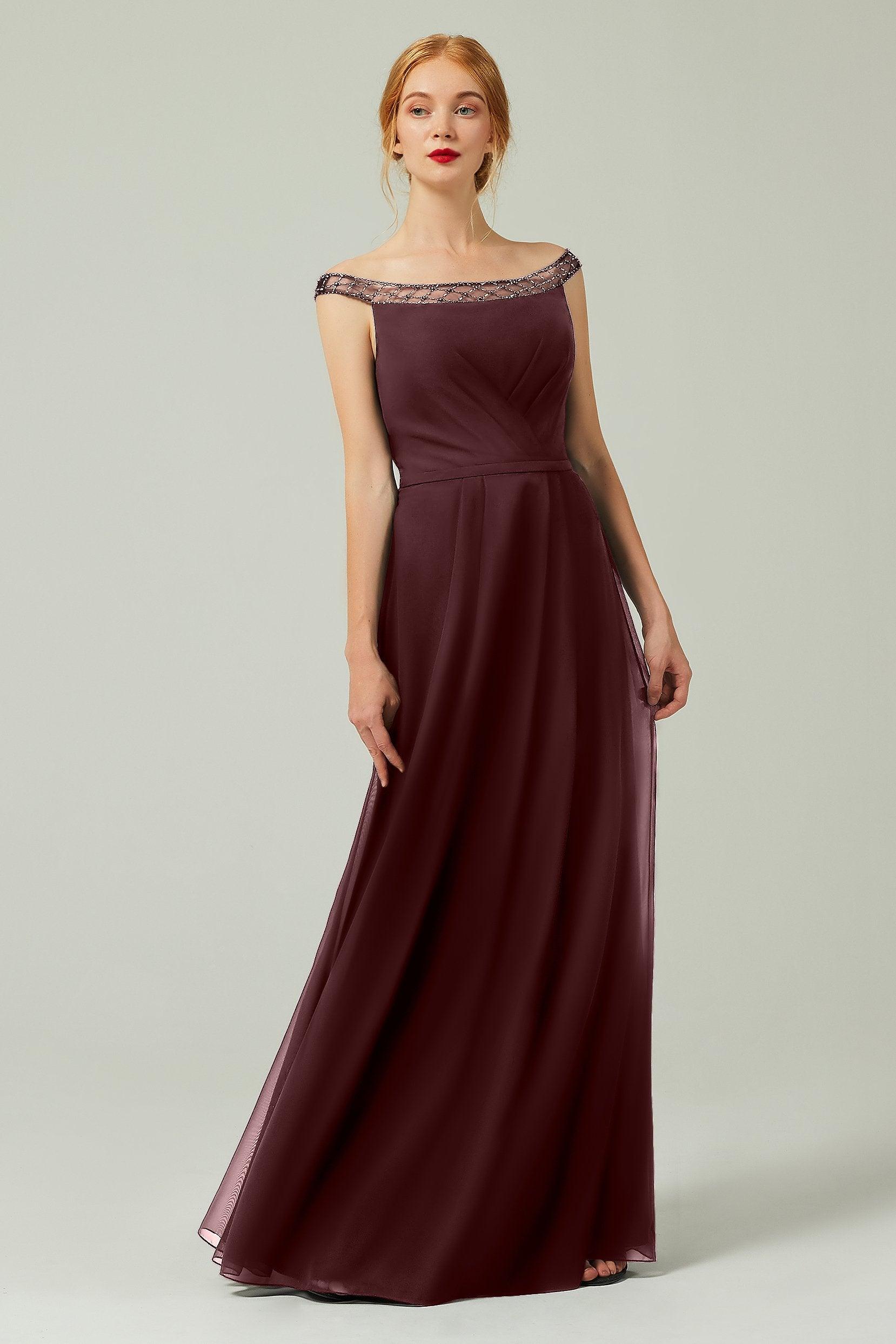A-Line Floor Length Chiffon Bridesmaid Dress Formal Dresses CB0339 - COCOMELODY