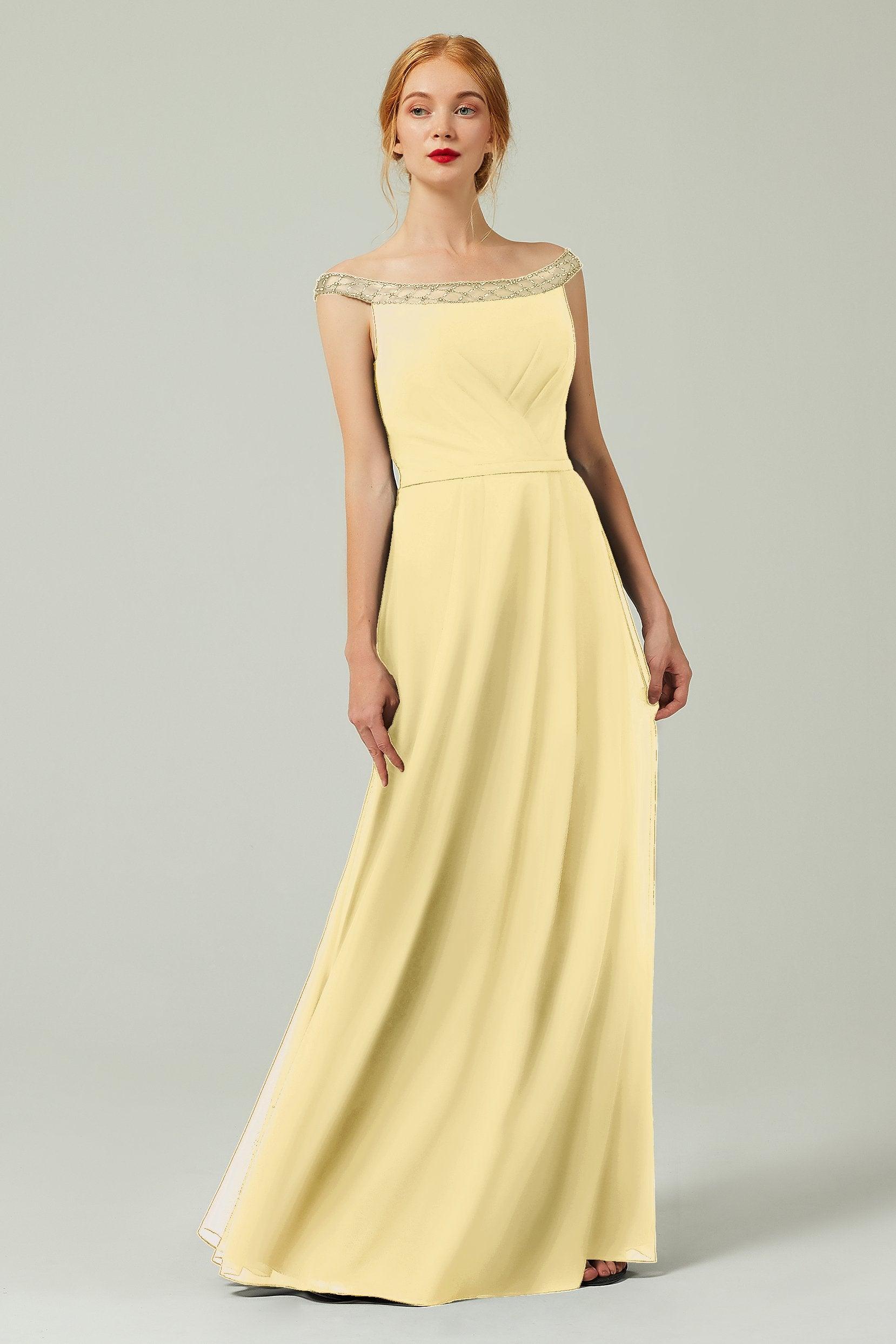 A-Line Floor Length Chiffon Bridesmaid Dress Formal Dresses CB0339 - COCOMELODY