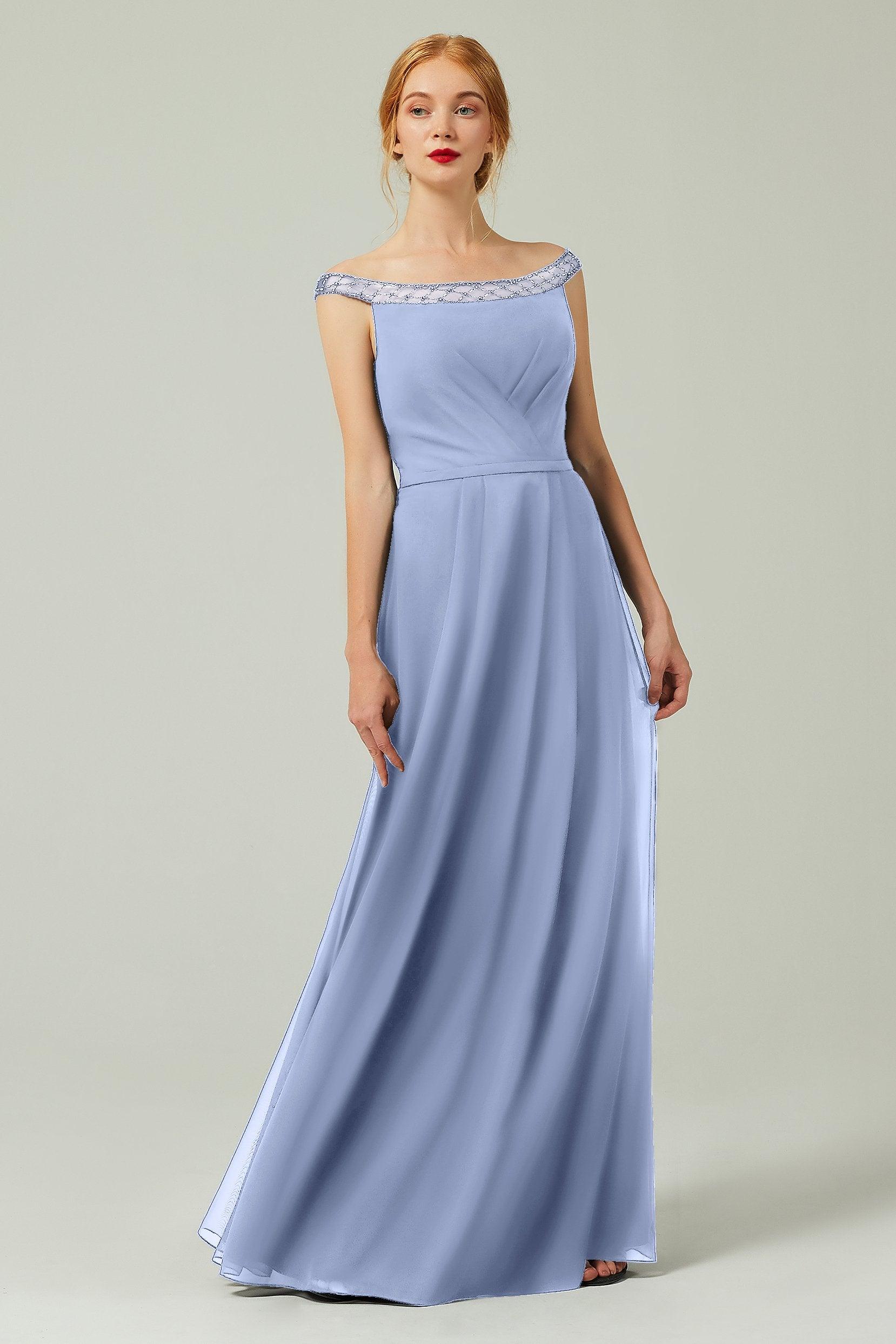 A-Line Floor Length Chiffon Bridesmaid Dress Formal Dresses CB0339 - COCOMELODY