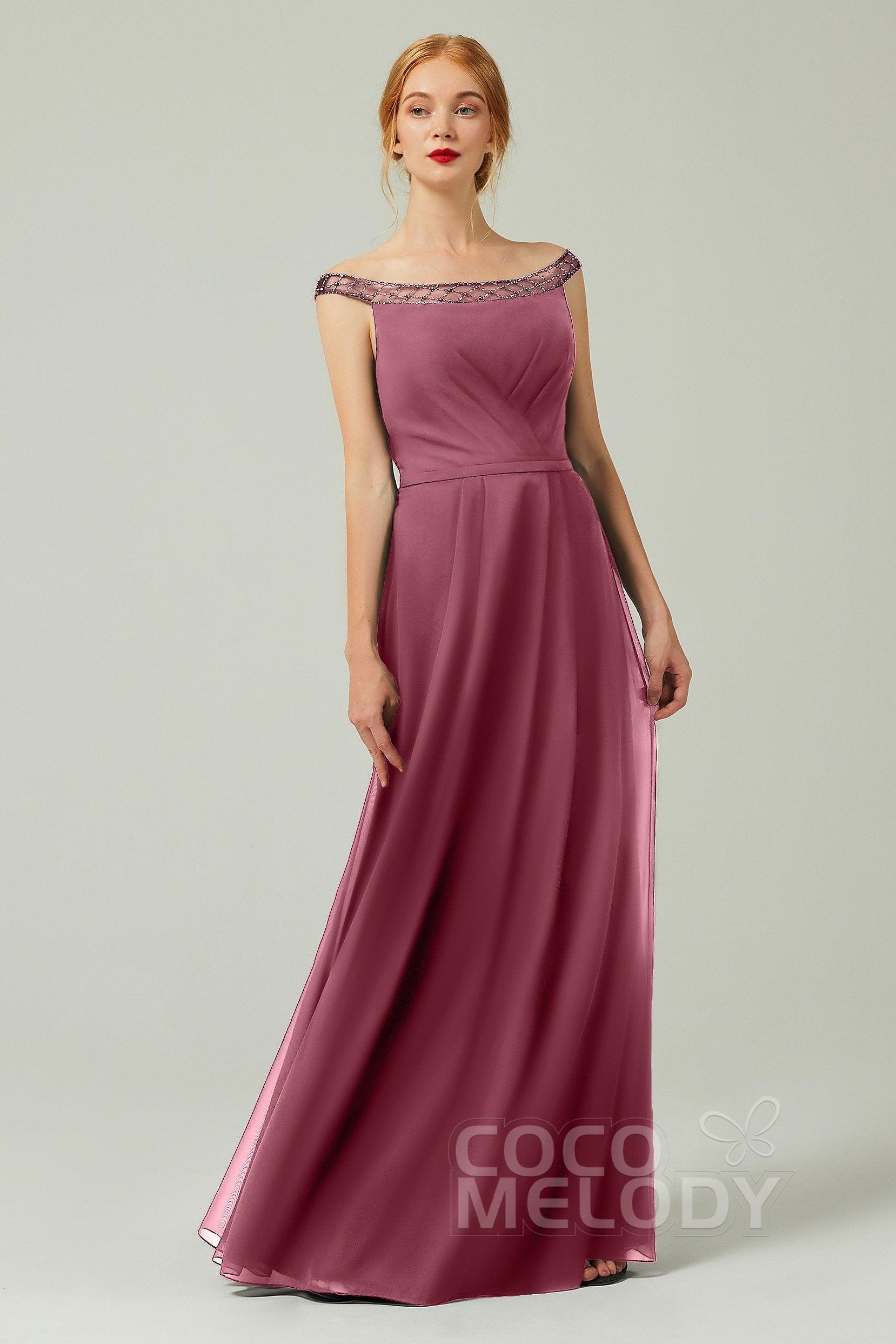 A-Line Floor Length Chiffon Bridesmaid Dress Formal Dresses CB0339 - COCOMELODY