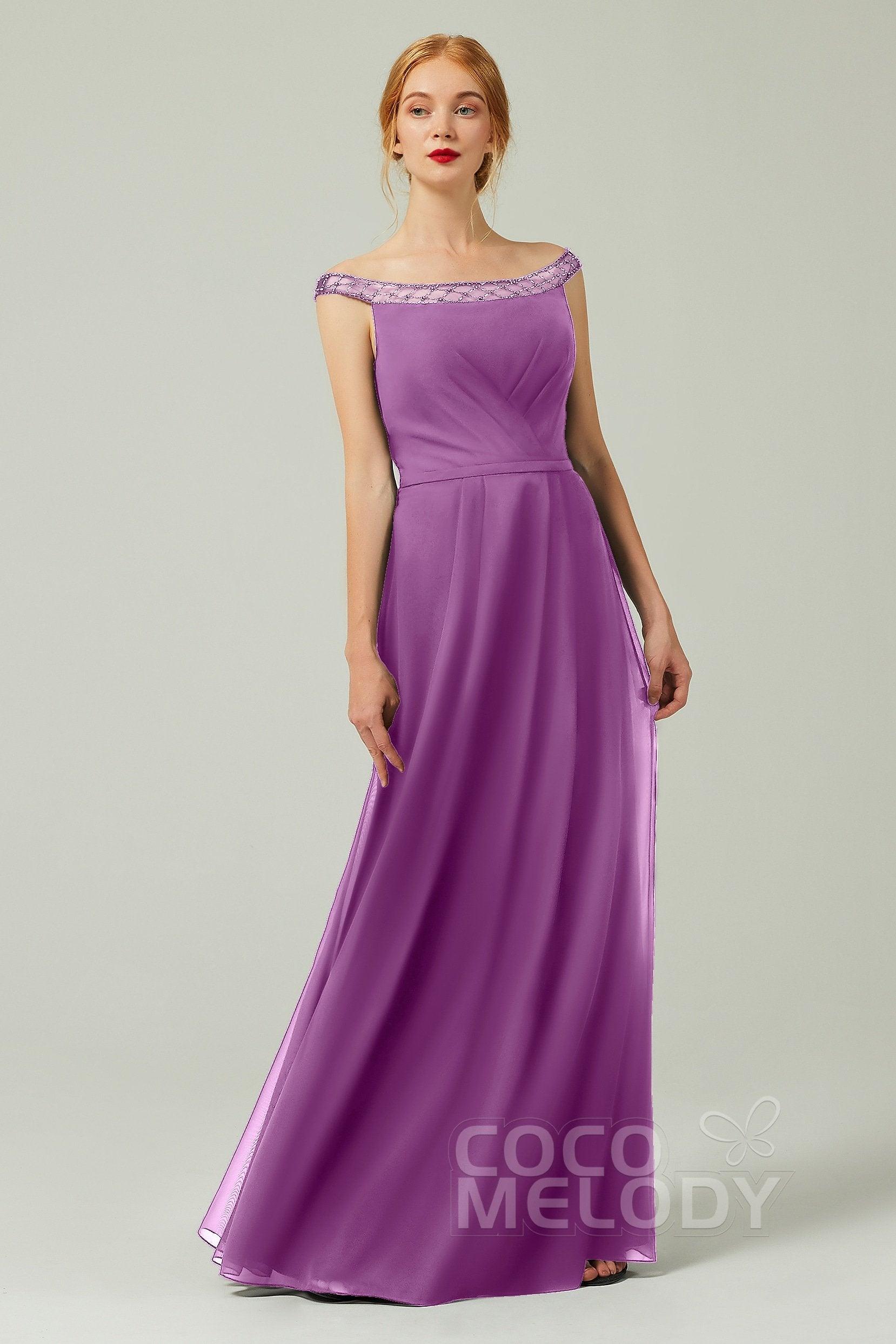 A-Line Floor Length Chiffon Bridesmaid Dress Formal Dresses CB0339 - COCOMELODY