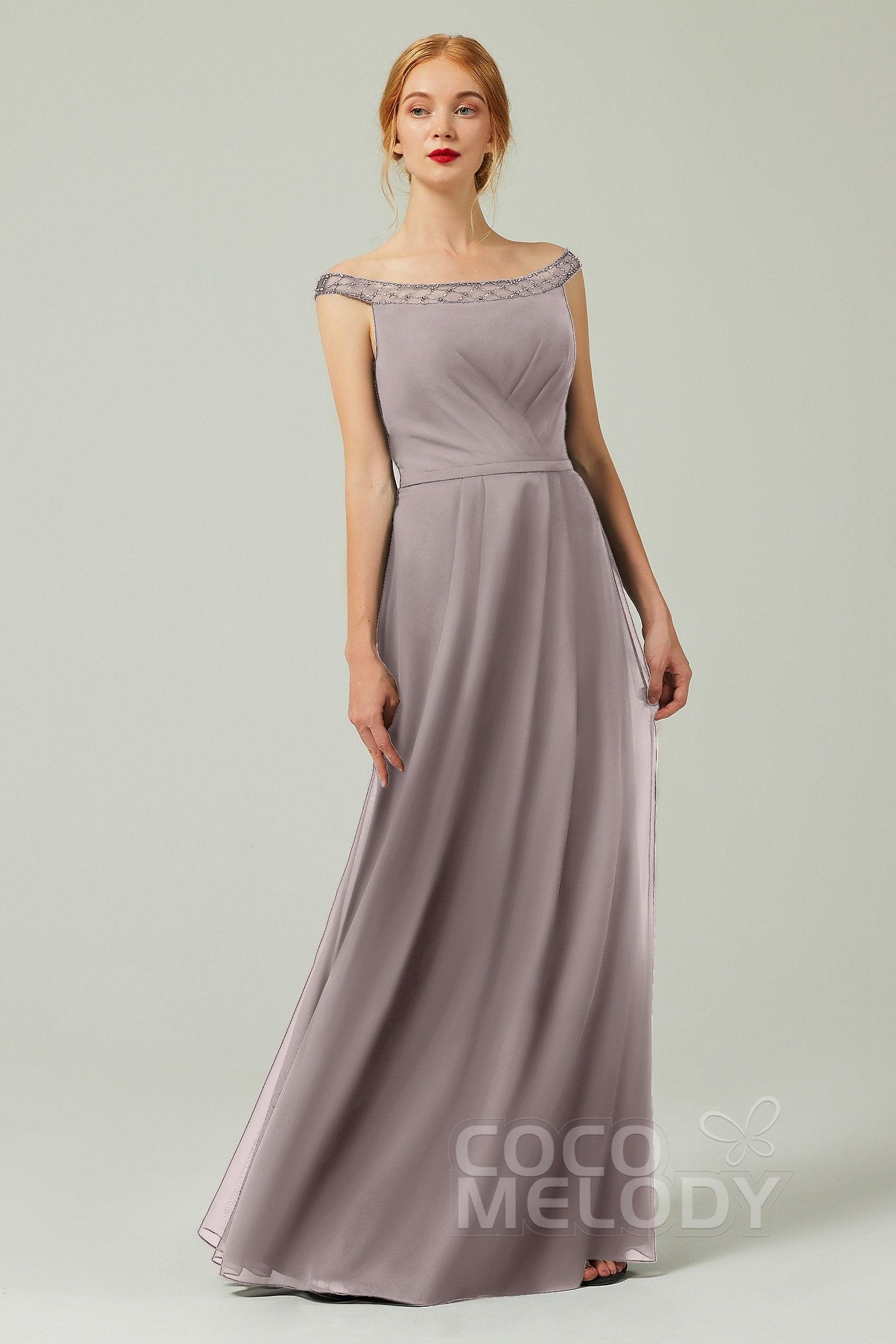 A-Line Floor Length Chiffon Bridesmaid Dress Formal Dresses CB0339 - COCOMELODY