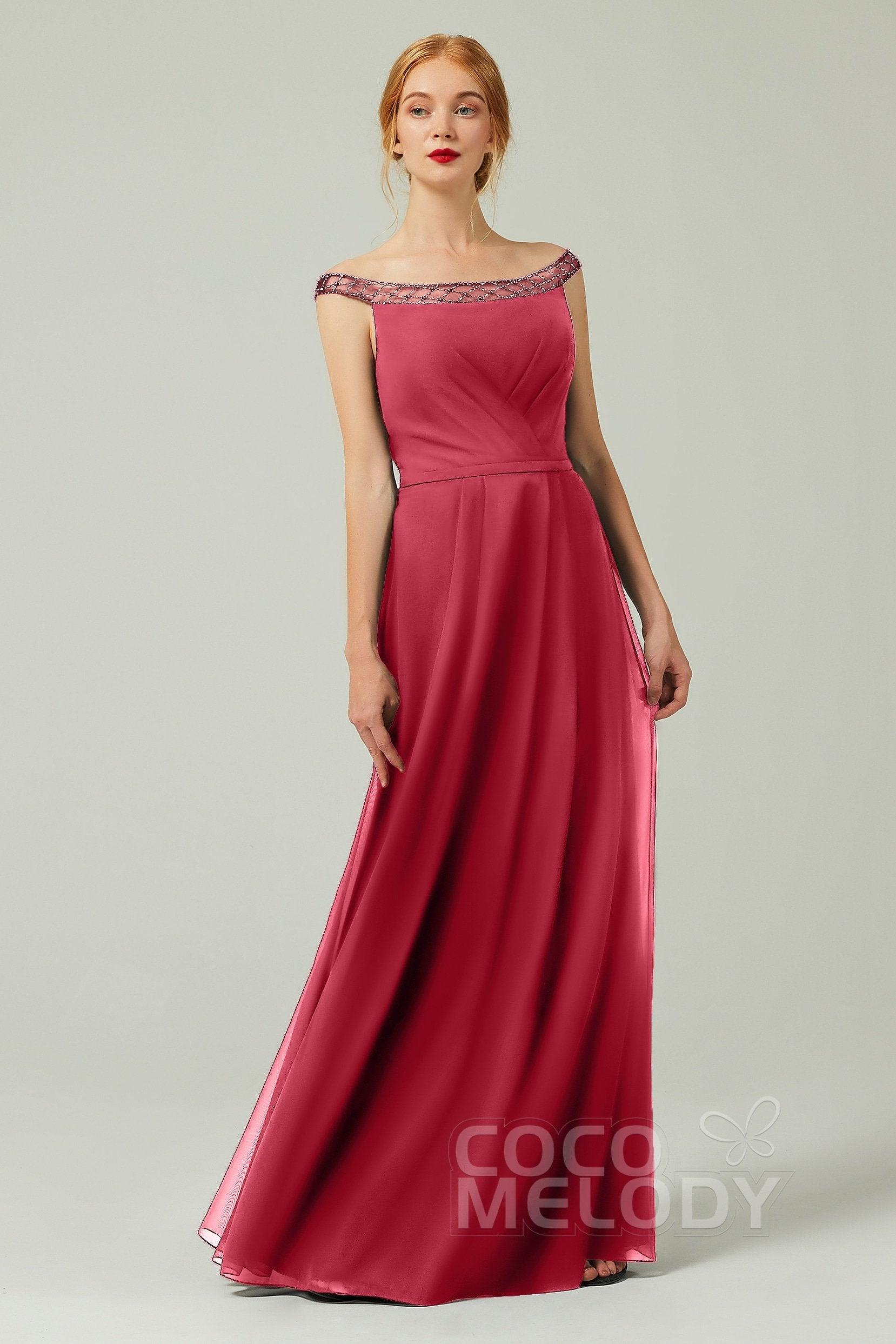 A-Line Floor Length Chiffon Bridesmaid Dress Formal Dresses CB0339 - COCOMELODY